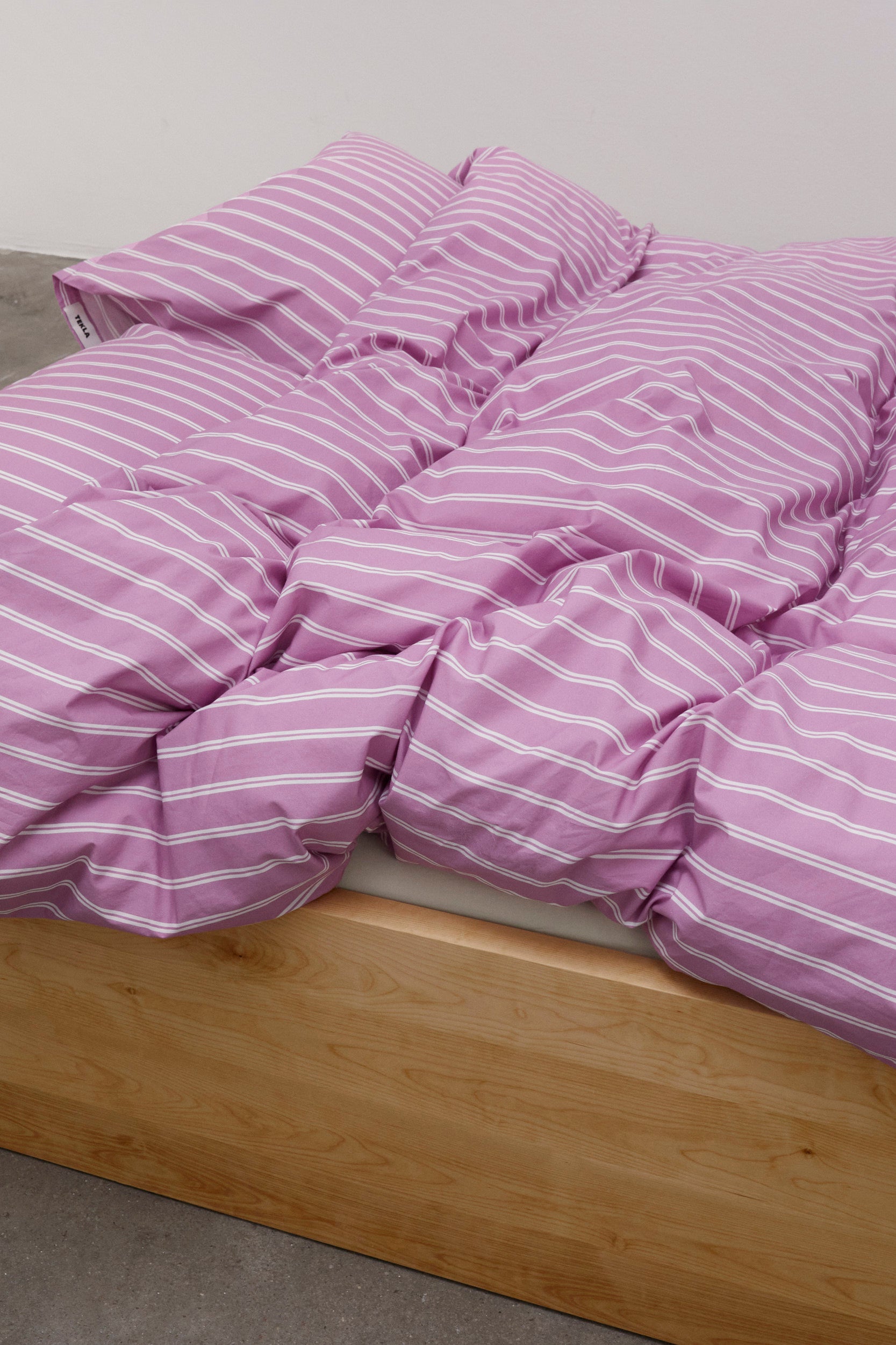 Percale King Duvet Cover Mallow Pink Stripes
