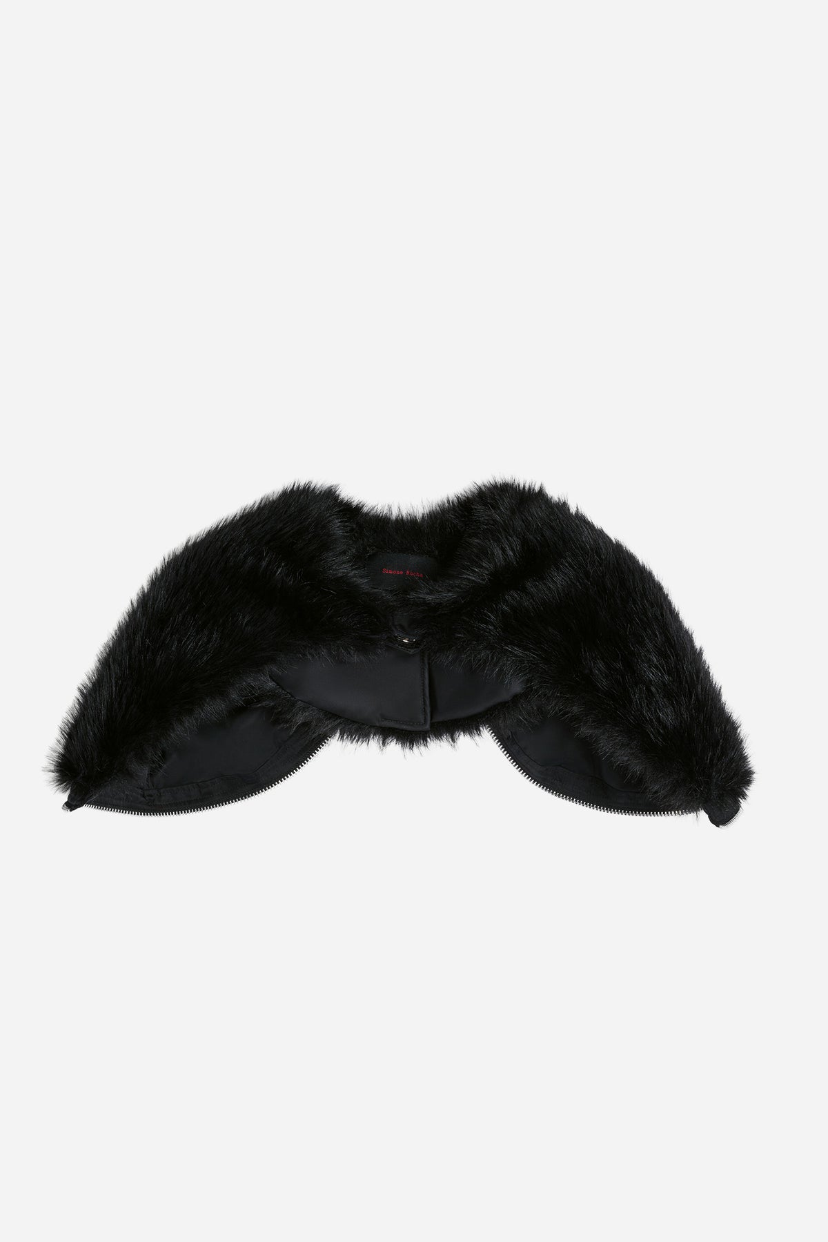 Split Faux Fur Zip Hood Black/Black