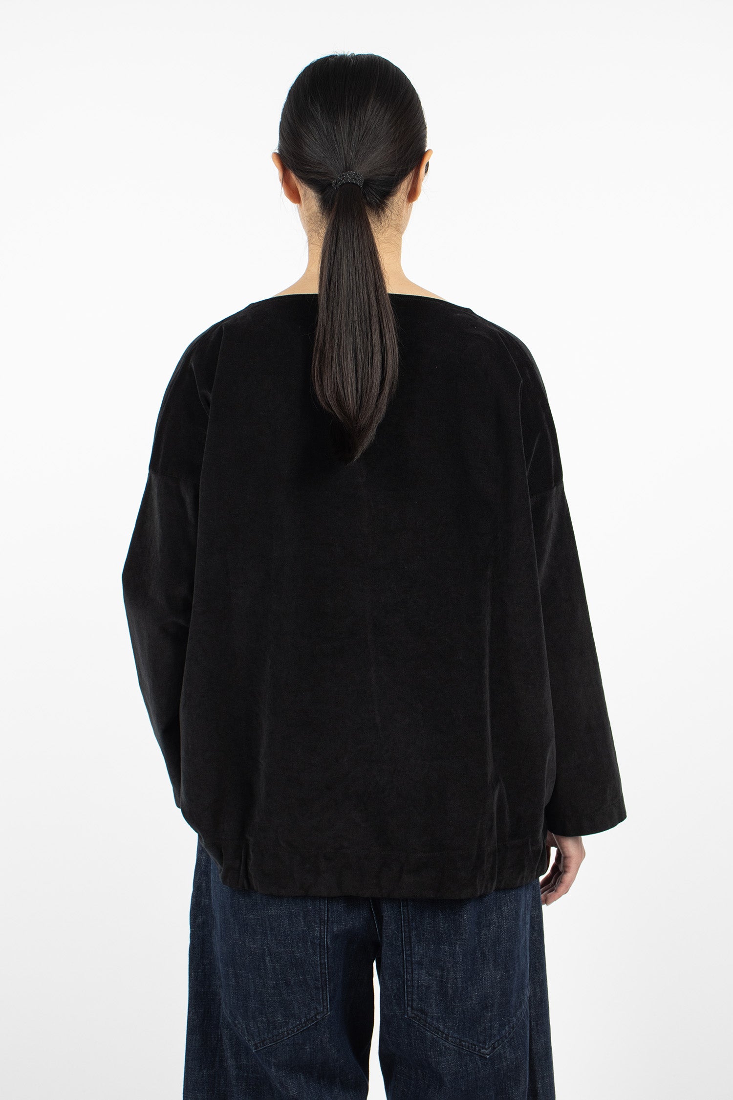 12167 Drawstring-Hem T-Shirt V Black