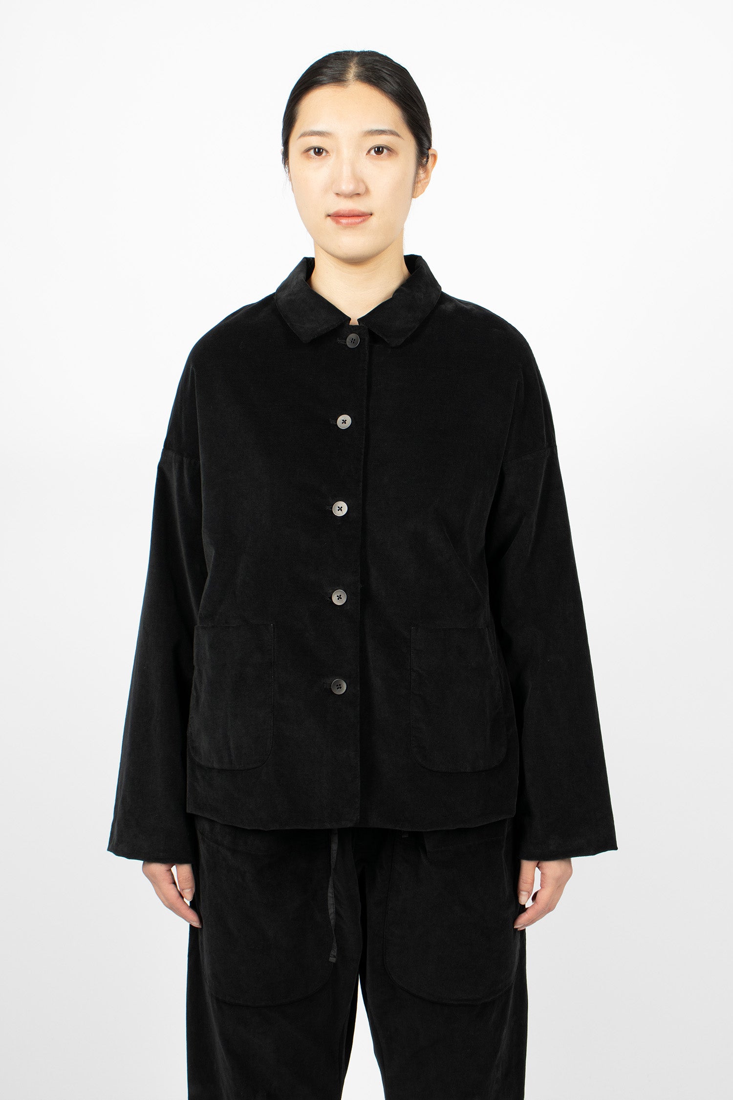 4279 Velvet Shirt Loose Blazer Black