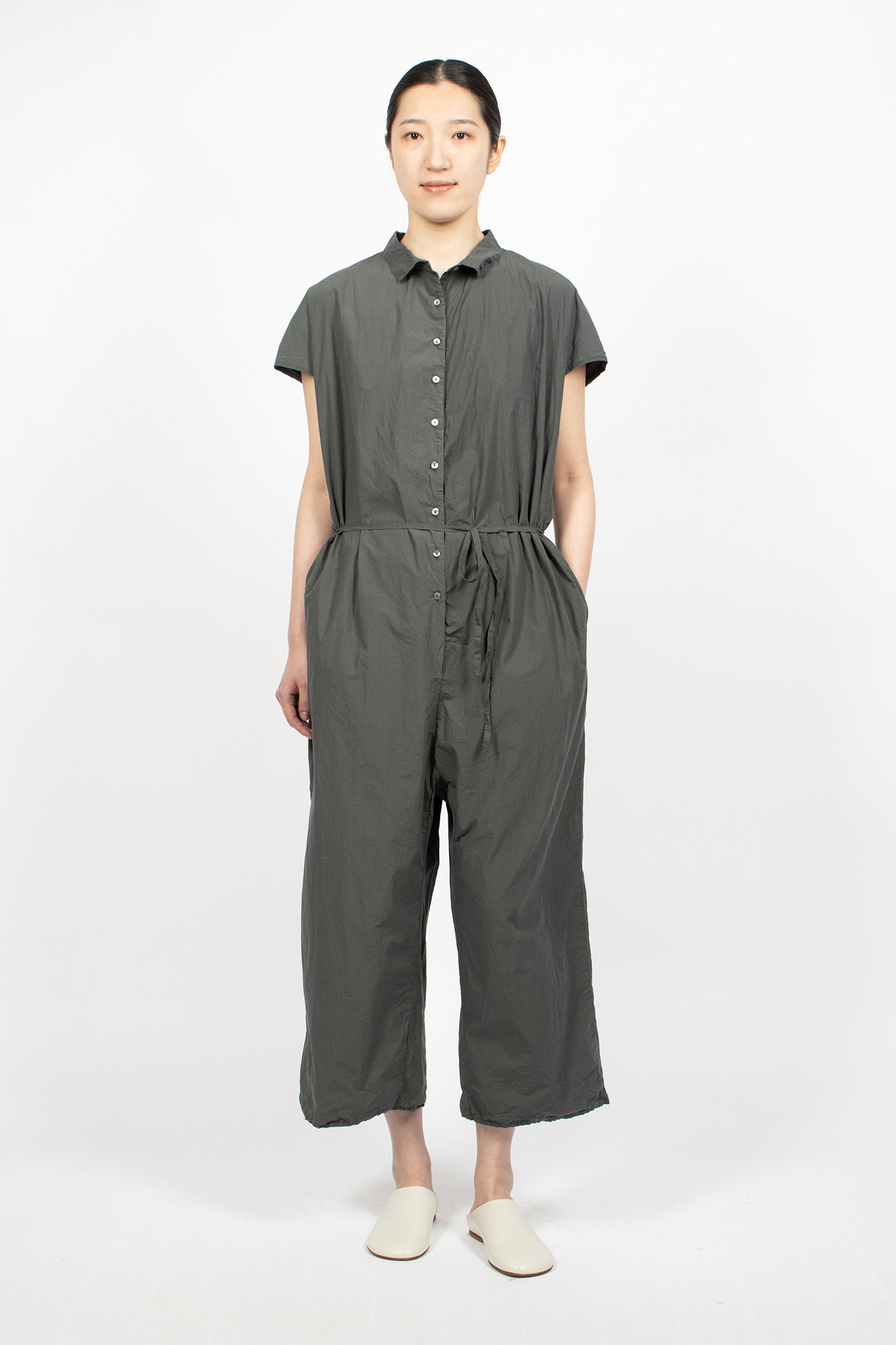 60_09 Sleeveless Collar Jumpsuit TC Thyme