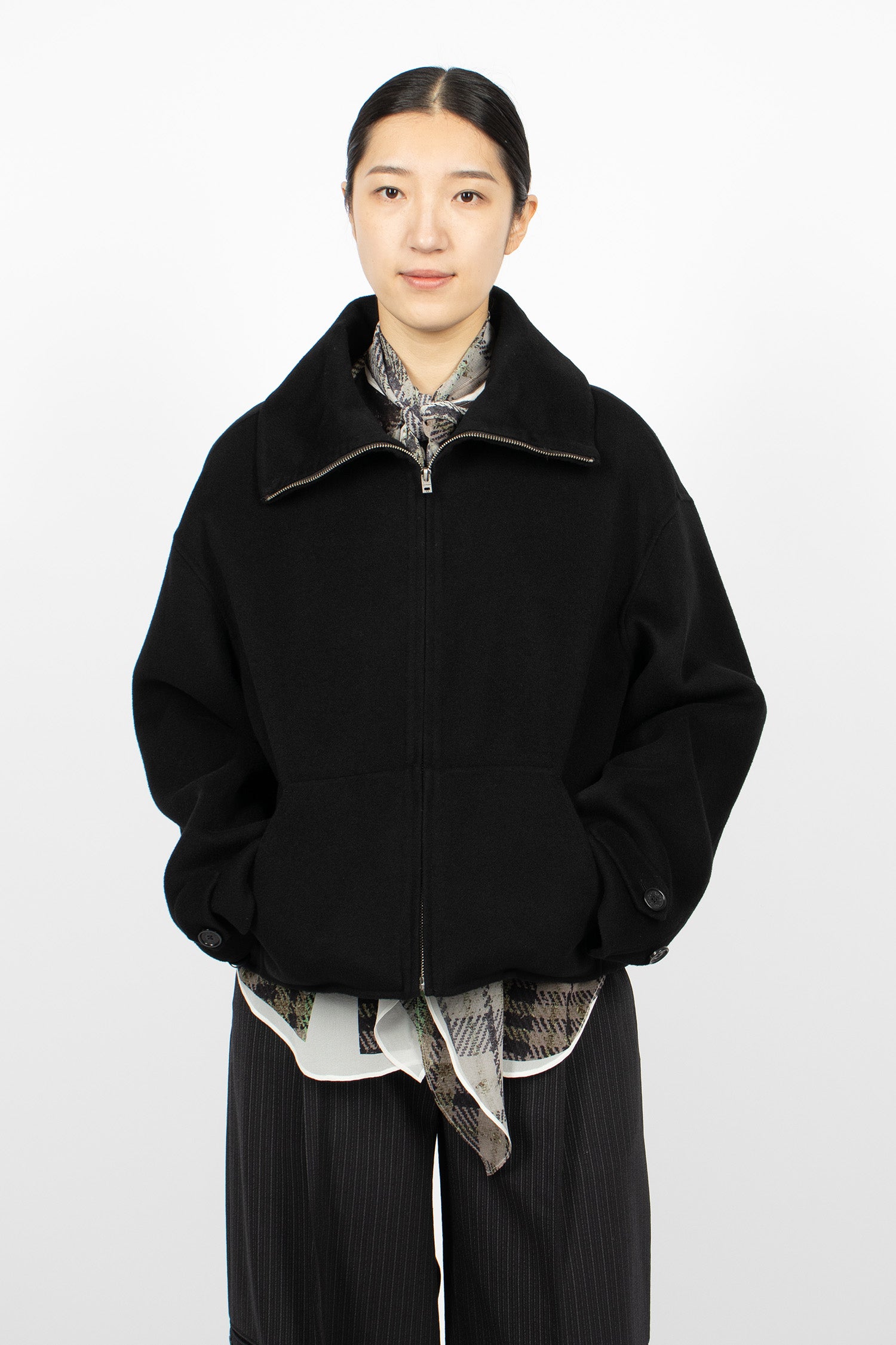 Wool Zip Jacket Black