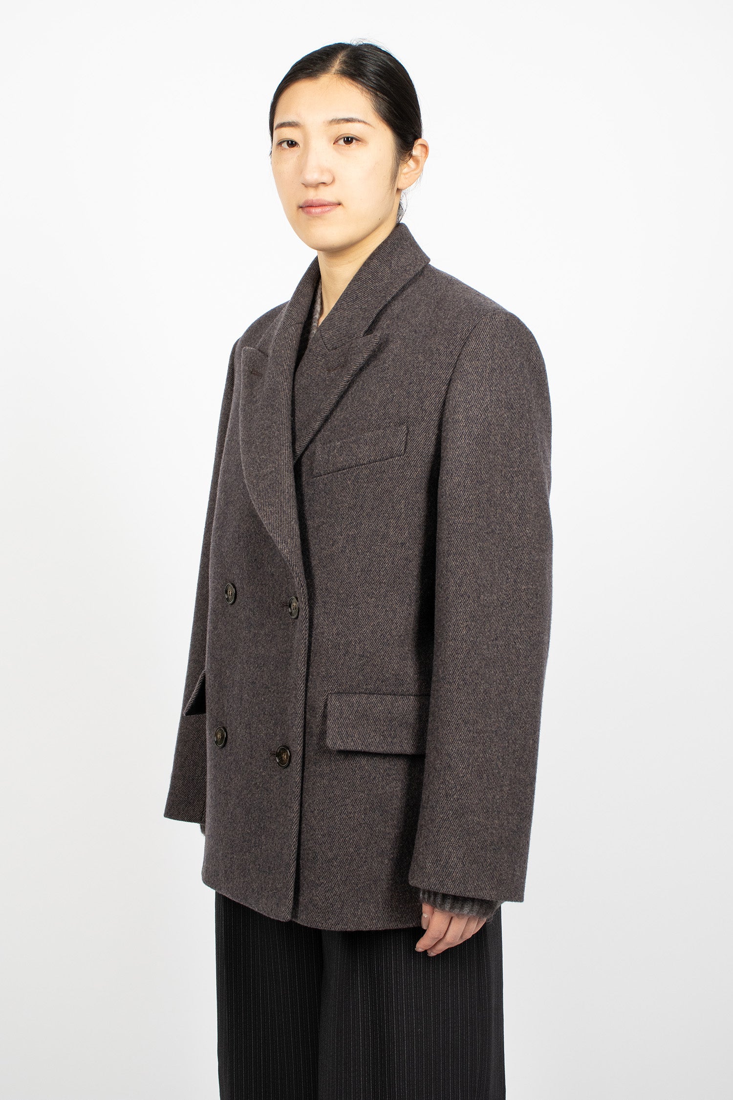 Double Breasted Jacket Brown Melange