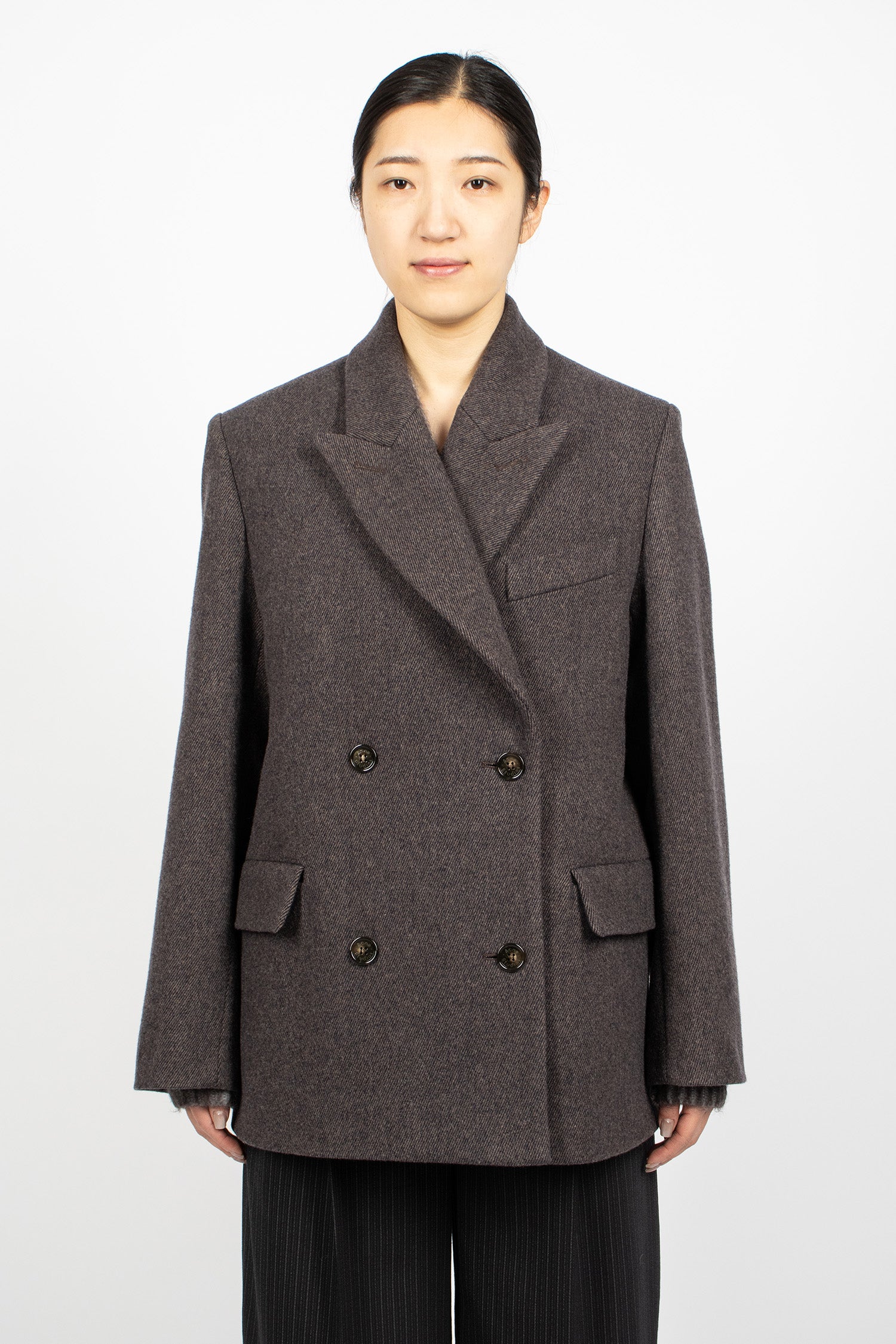 Double Breasted Jacket Brown Melange