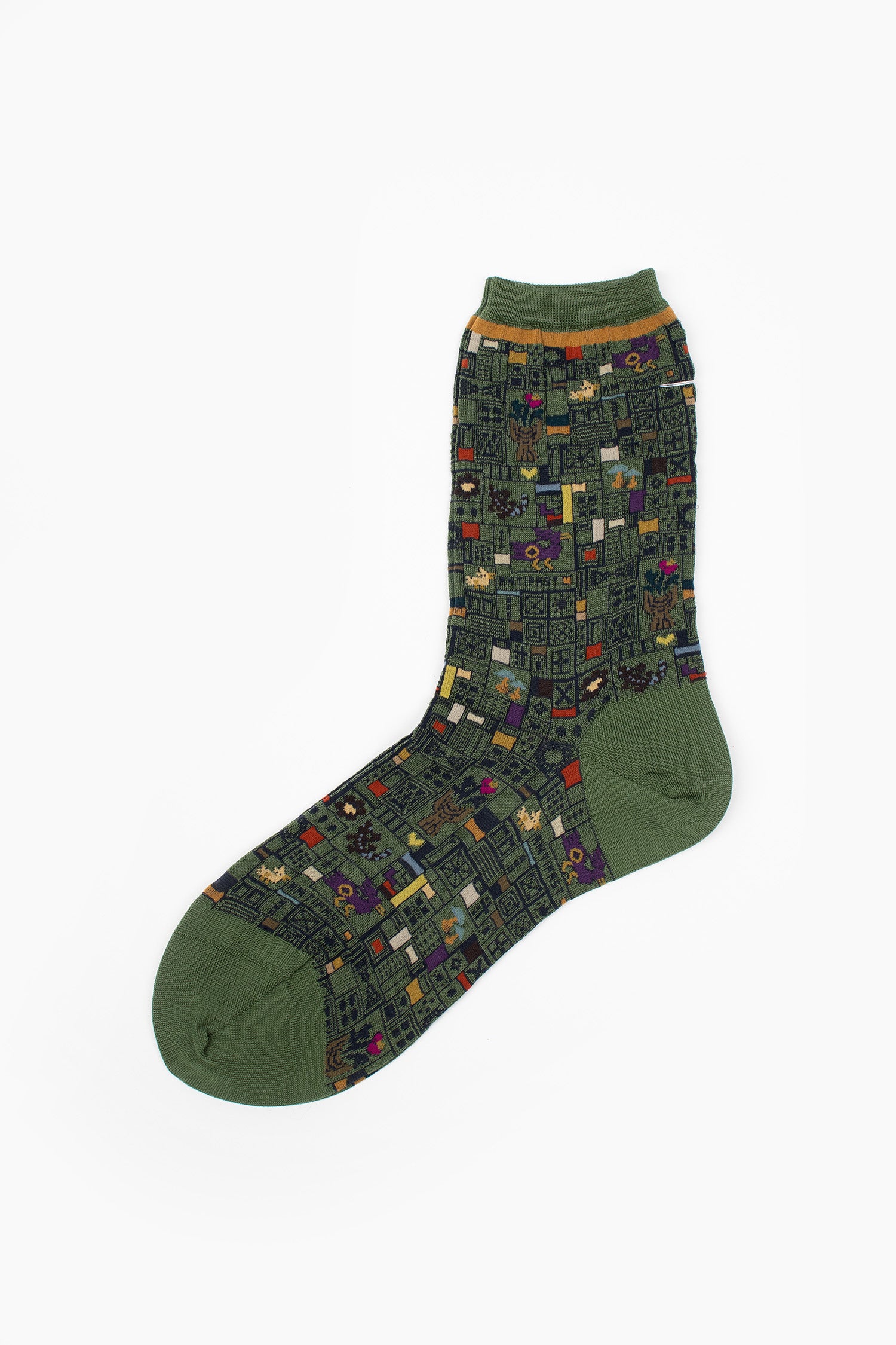 AM-803 Mosaic Tiles Socks Green