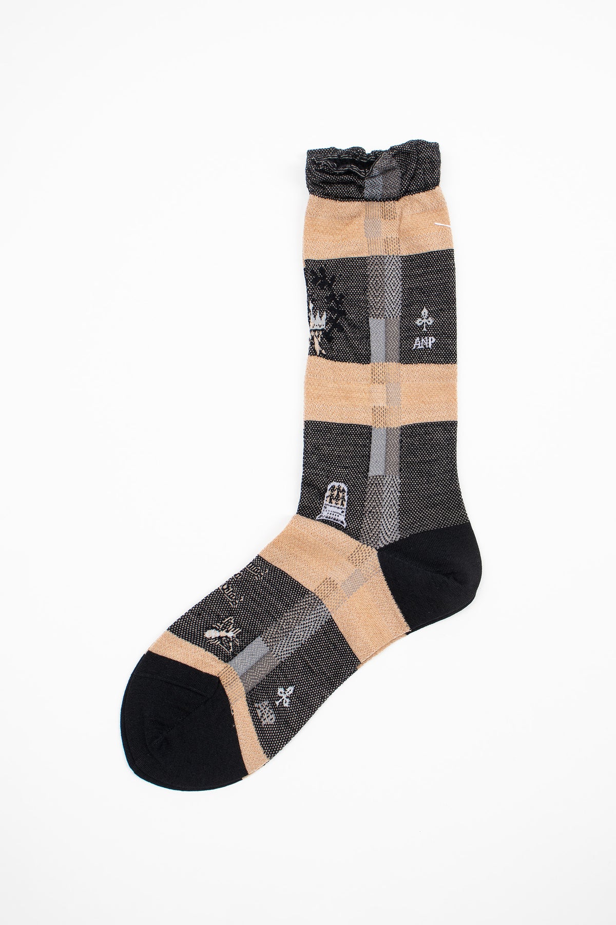 AM-824 Darning Check Socks Black