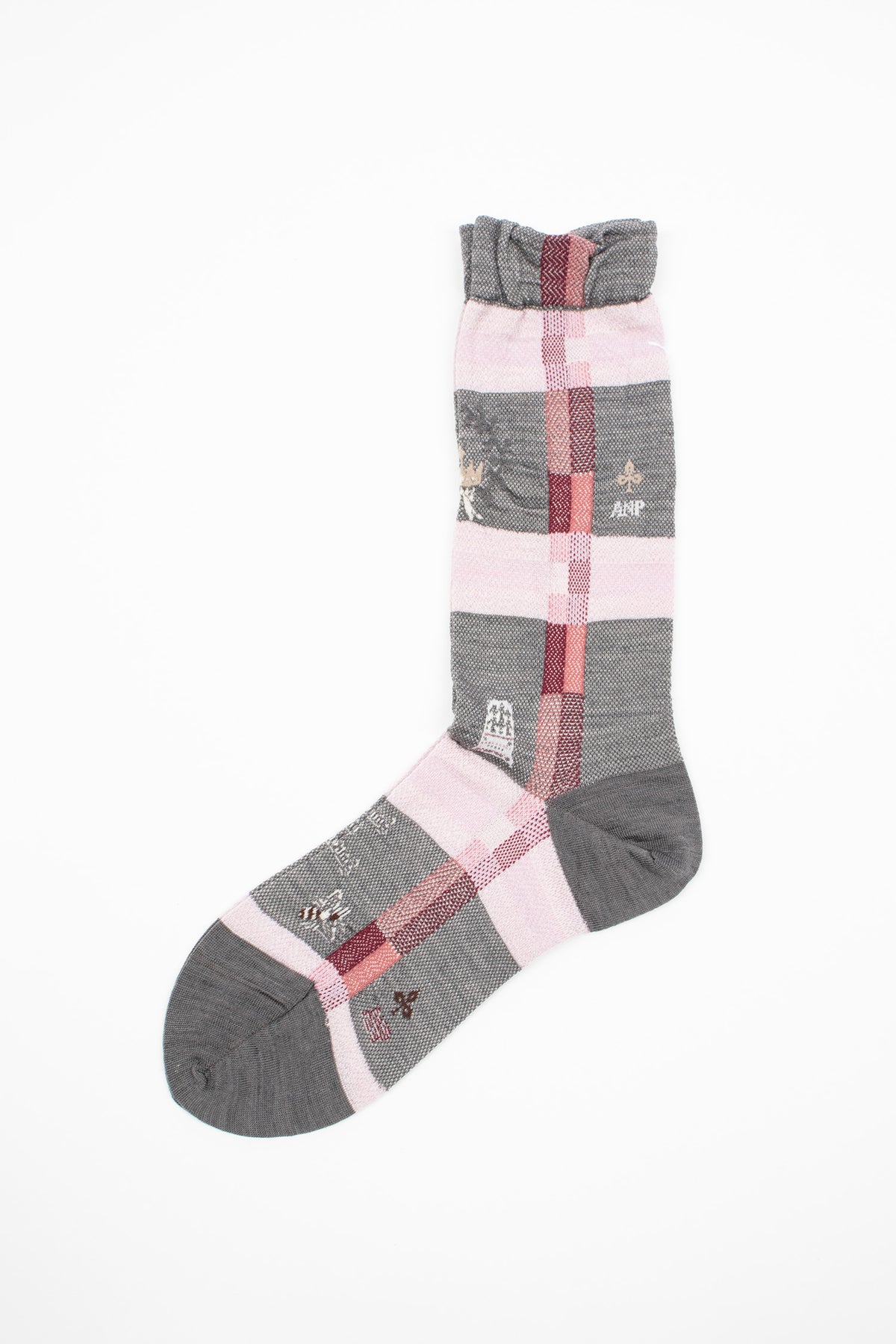 AM-824 Darning Check Socks Grey
