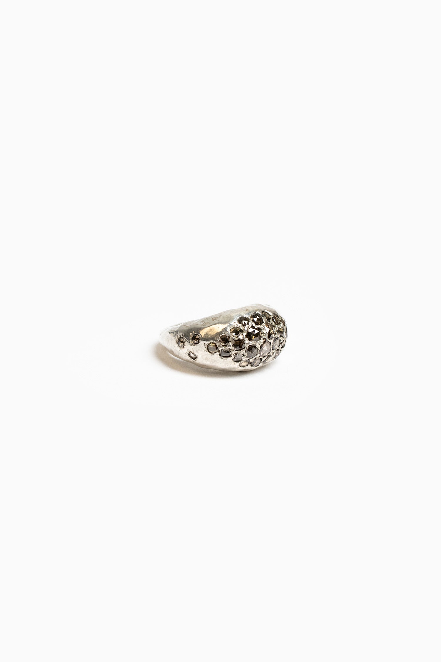 Brenny Chunky Silver Ring Brown Diamond