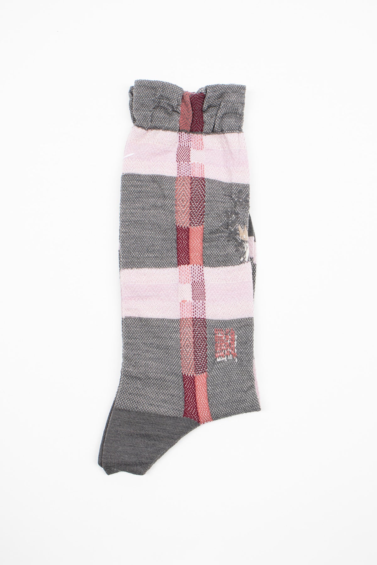 AM-824 Darning Check Socks Grey