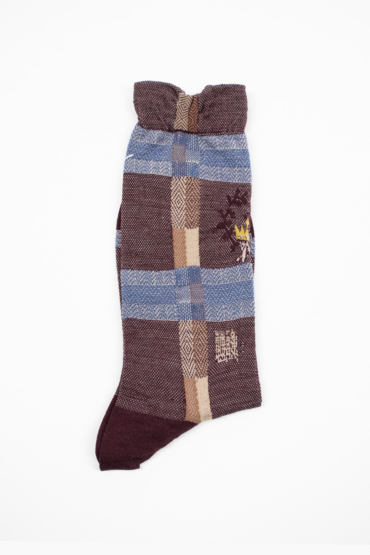 AM-824 Darning Check Socks Wine