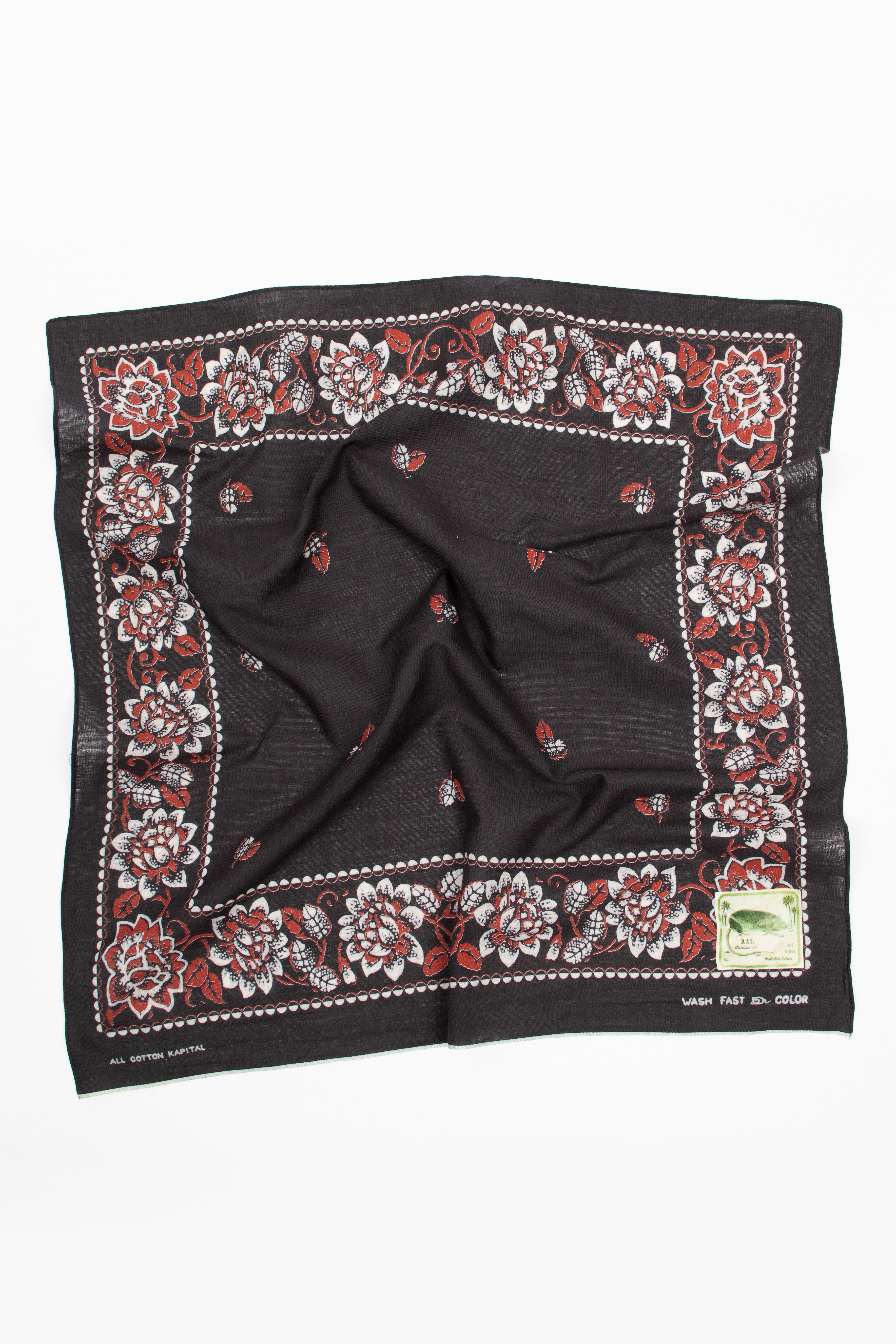 Rockwell Flower Bandana Black