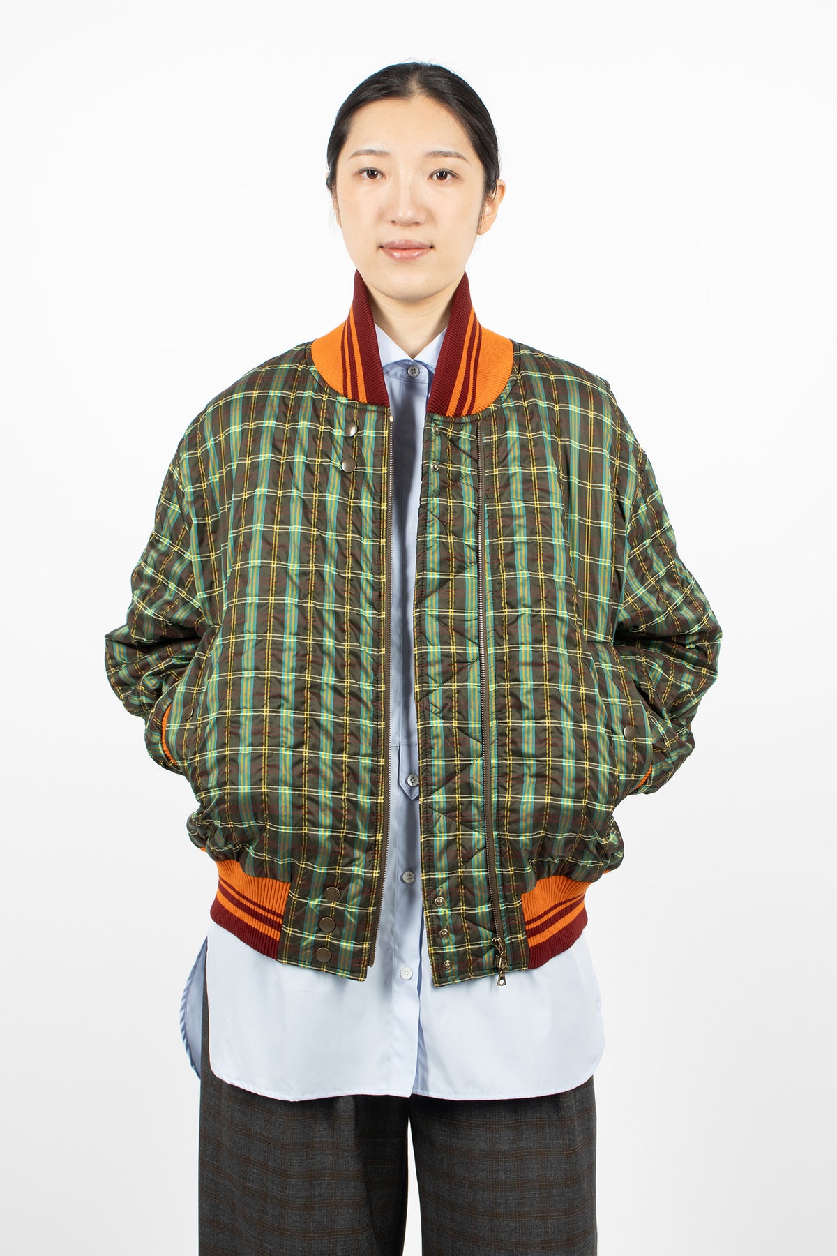 Padded Check Bomber Khaki