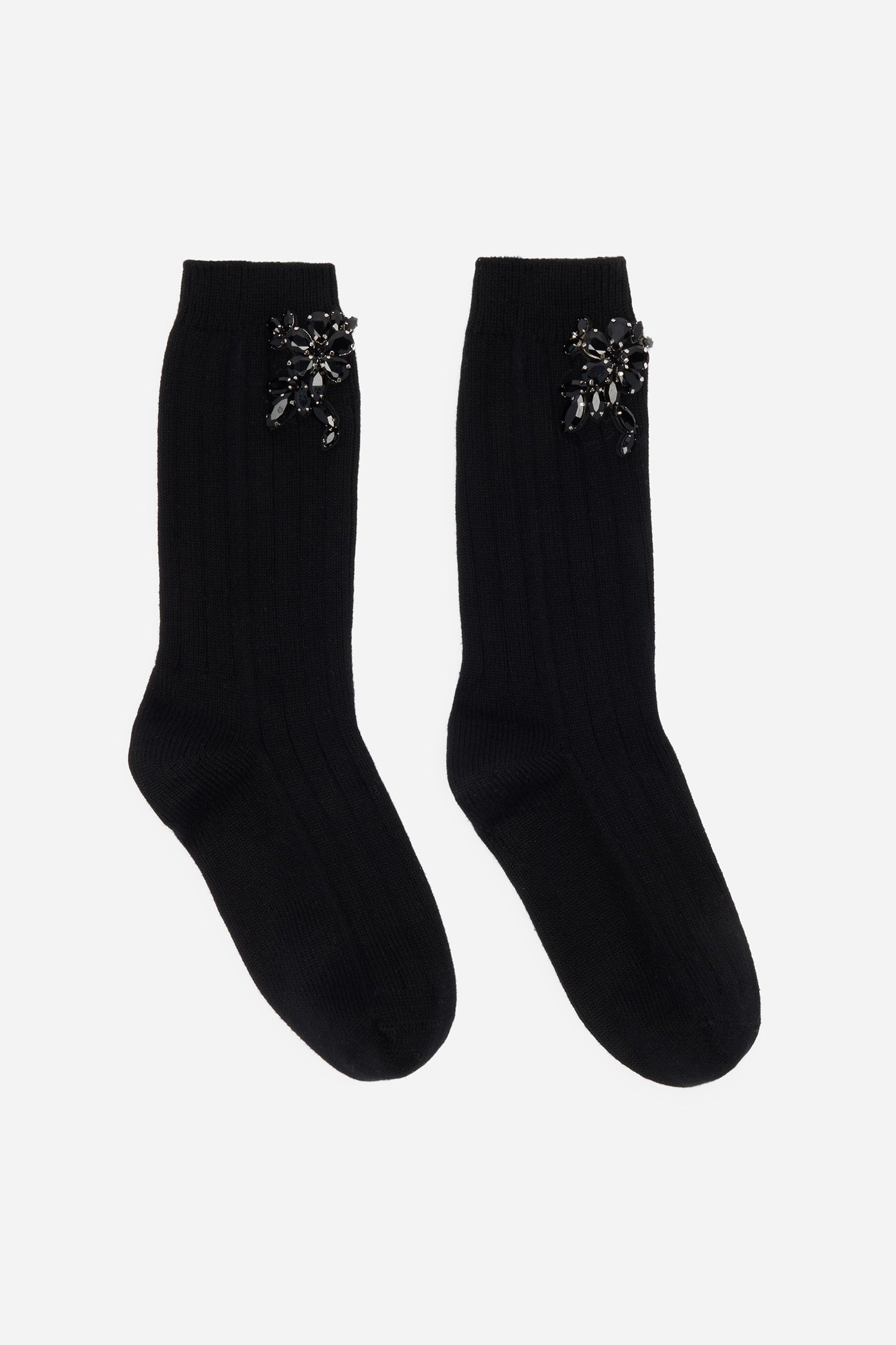 Embellished Rose Ankle Socks Black/Jet