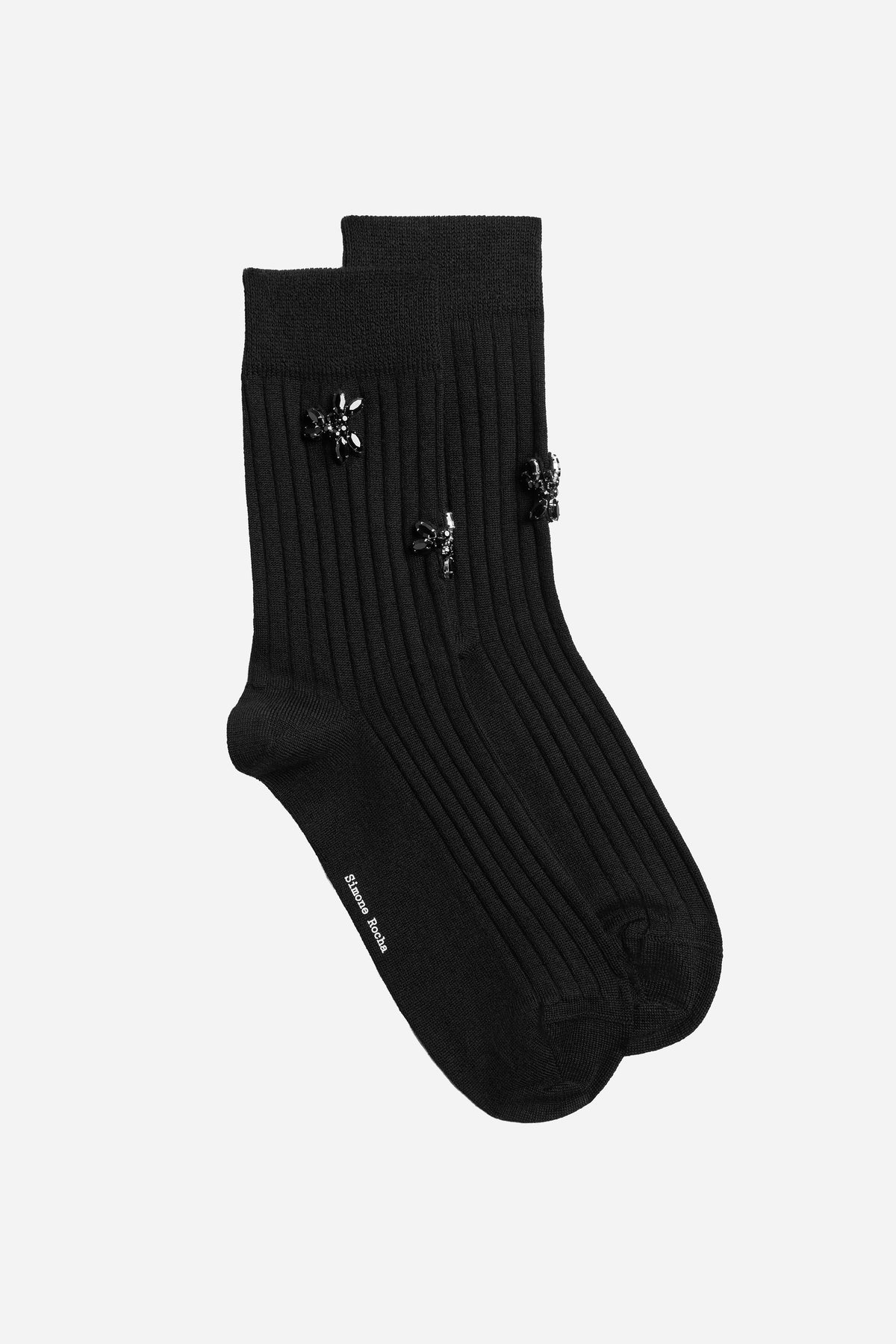 Embellished Merino Silk Ankle Socks Black/Jet