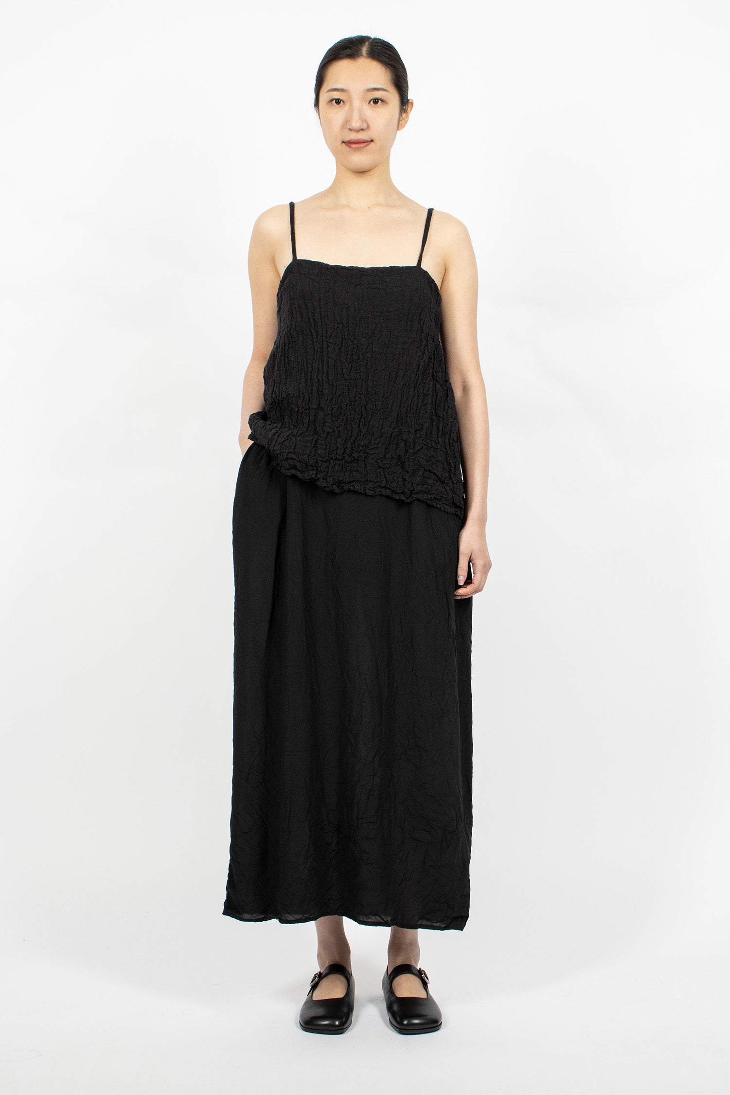 Reversible Double-Layered Slip Dress Black