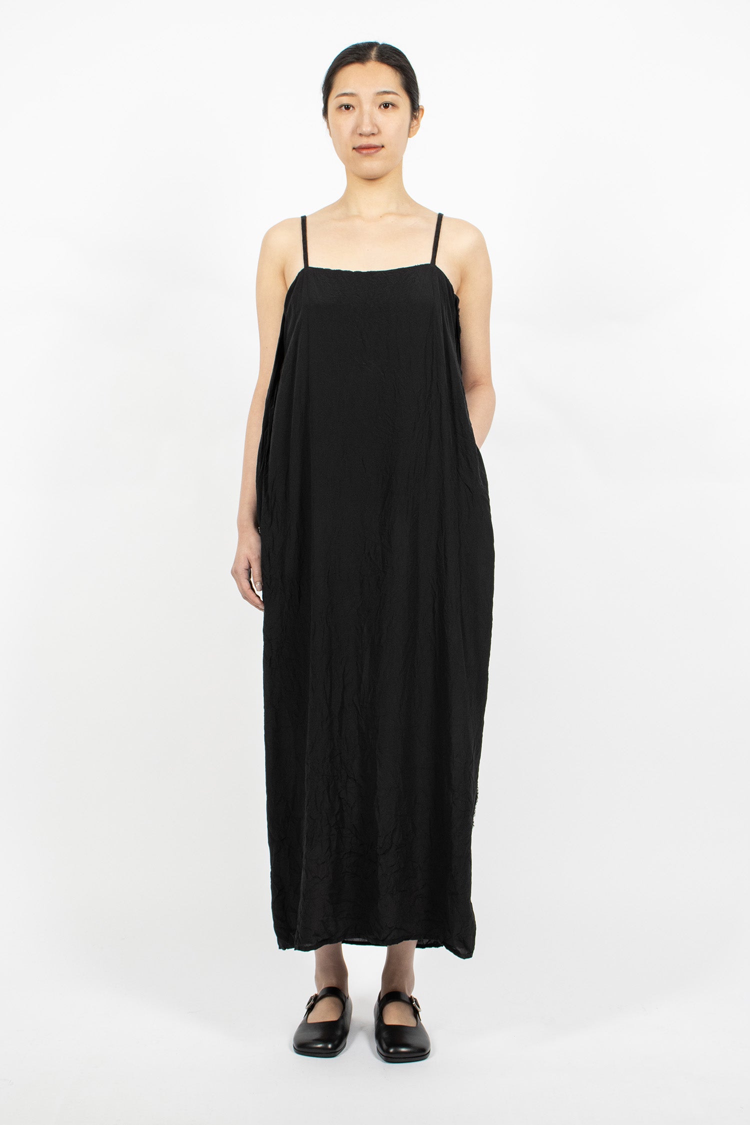 Reversible Double-Layered Slip Dress Black