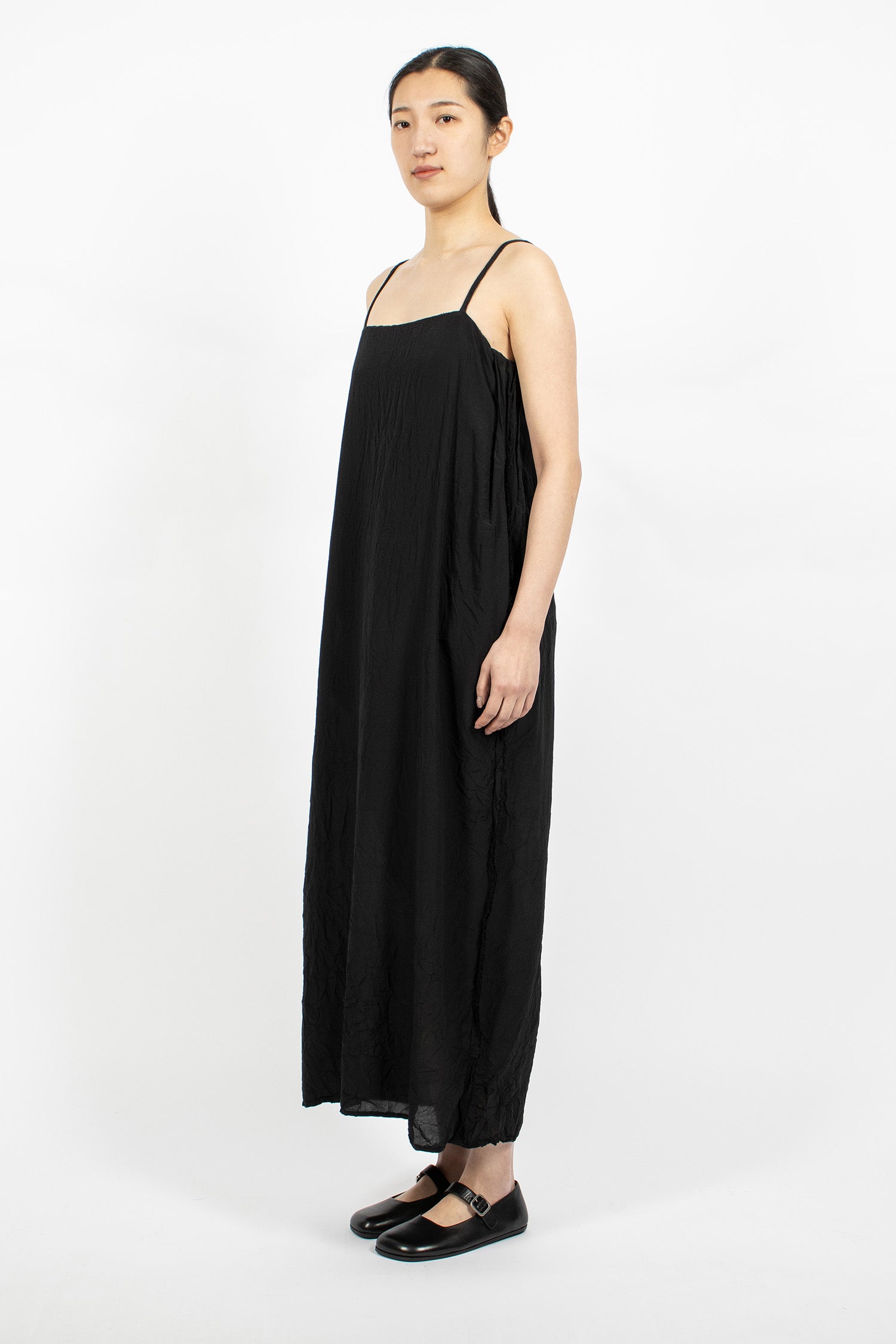 Reversible Double-Layered Slip Dress Black
