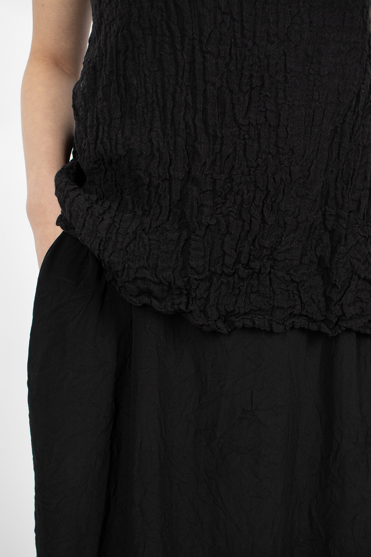 Reversible Double-Layered Slip Dress Black