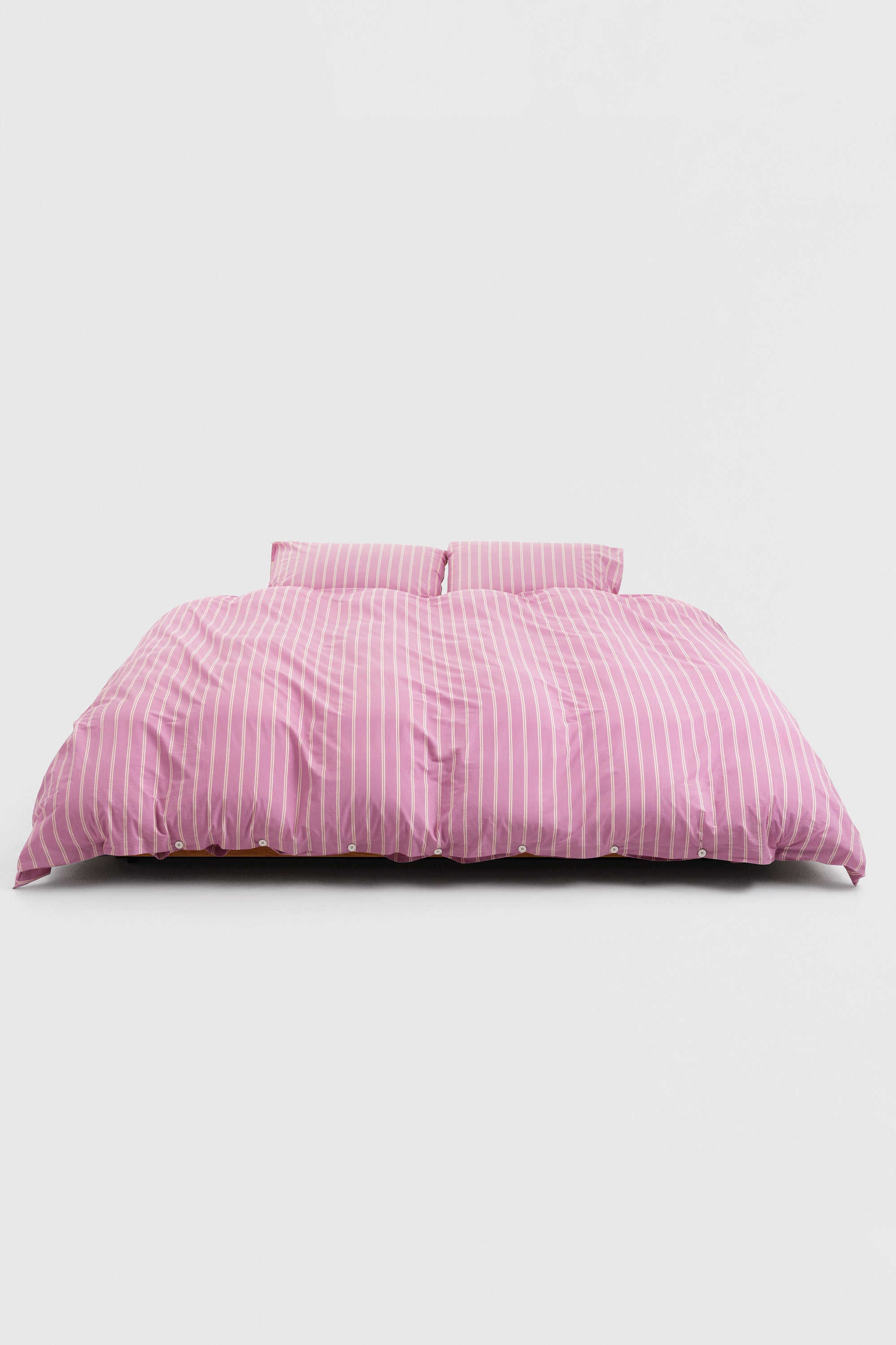 Percale Double Duvet Cover Mallow Pink Stripes