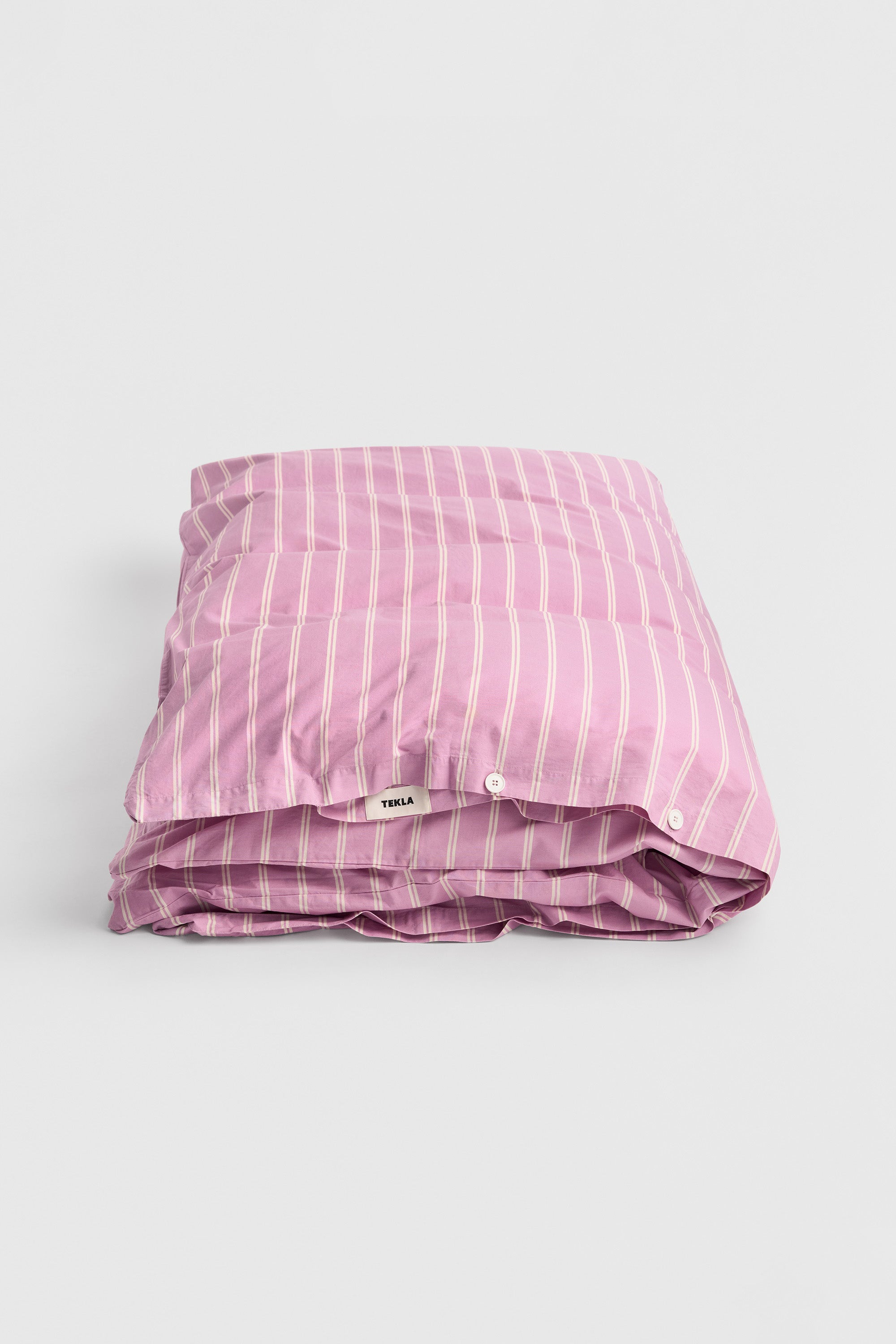 Percale King Duvet Cover Mallow Pink Stripes