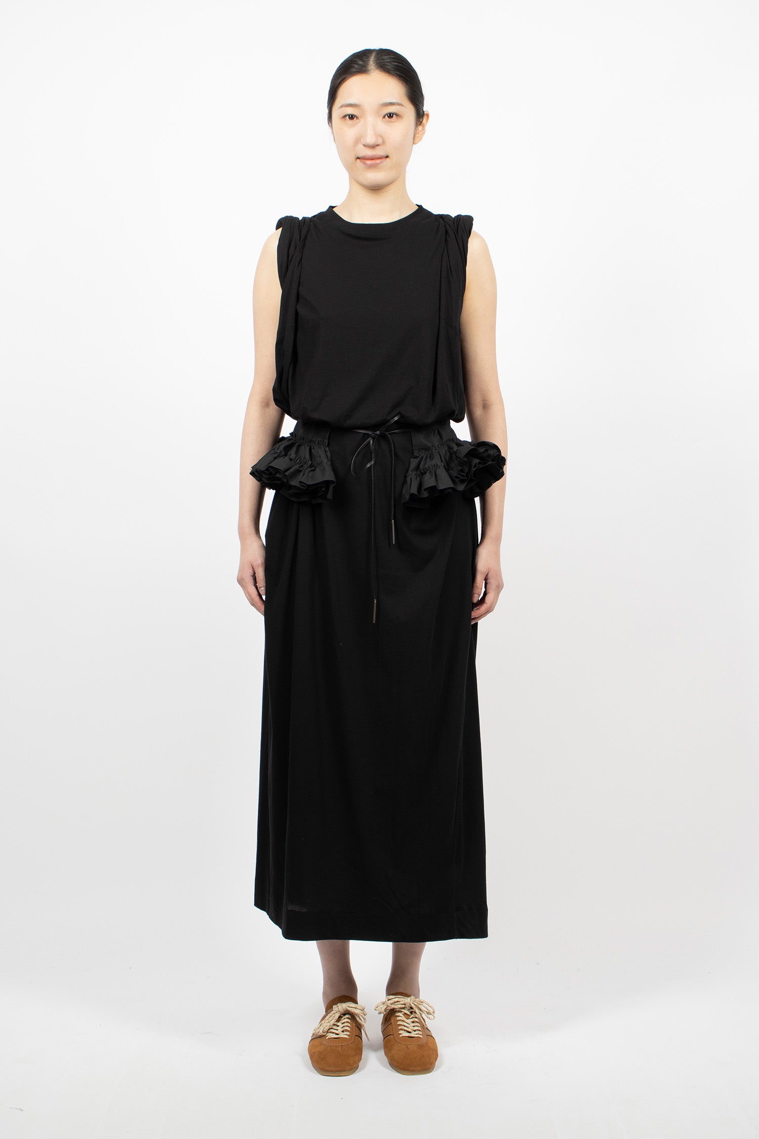 Ruffled Cotton Belt Black
