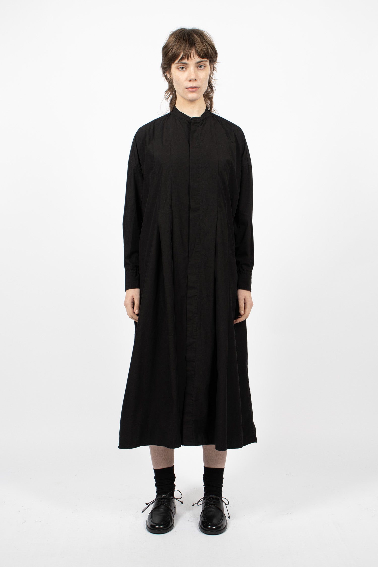 Wide Tuck Shirt Dress Midnight