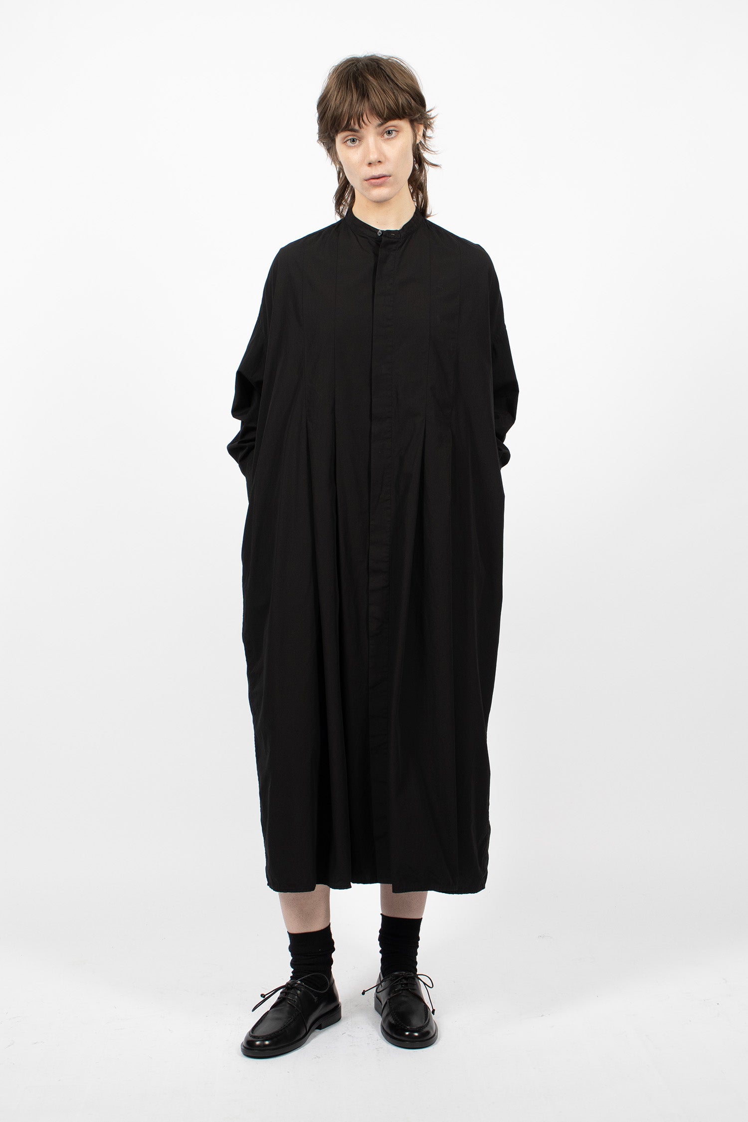 Wide Tuck Shirt Dress Midnight