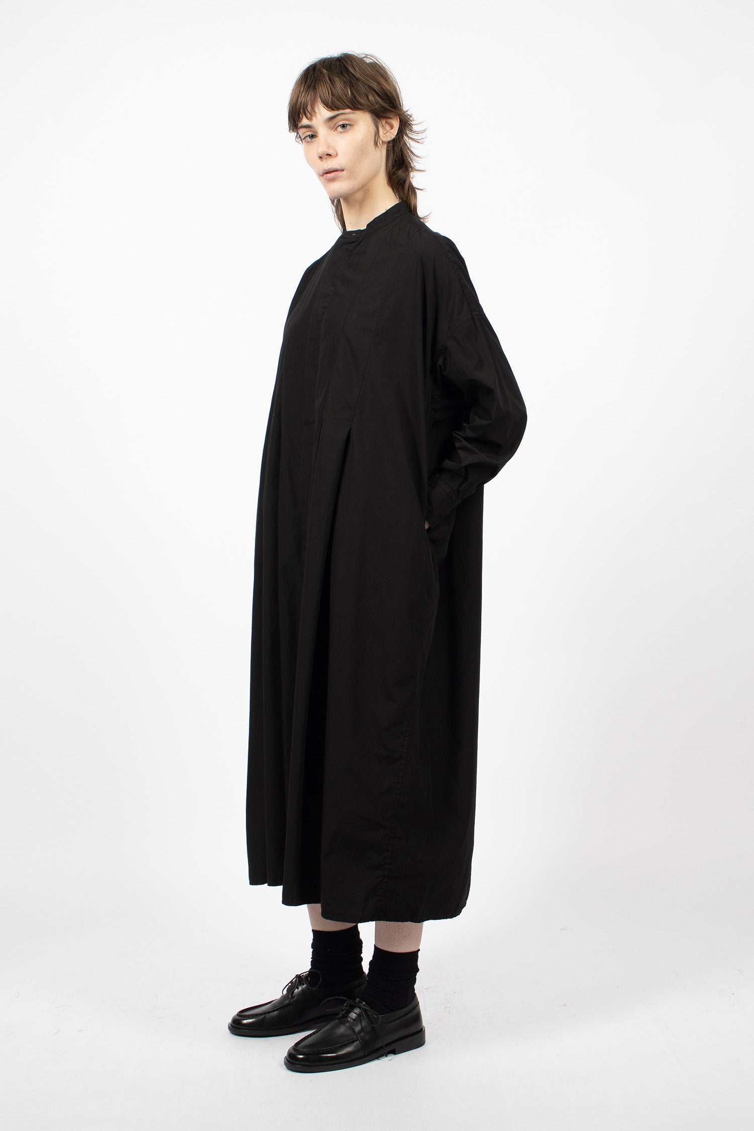 Wide Tuck Shirt Dress Midnight