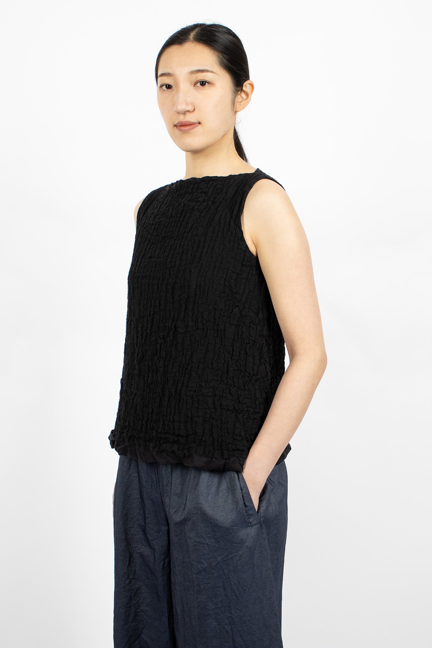 Double-Layered Tank Top Black