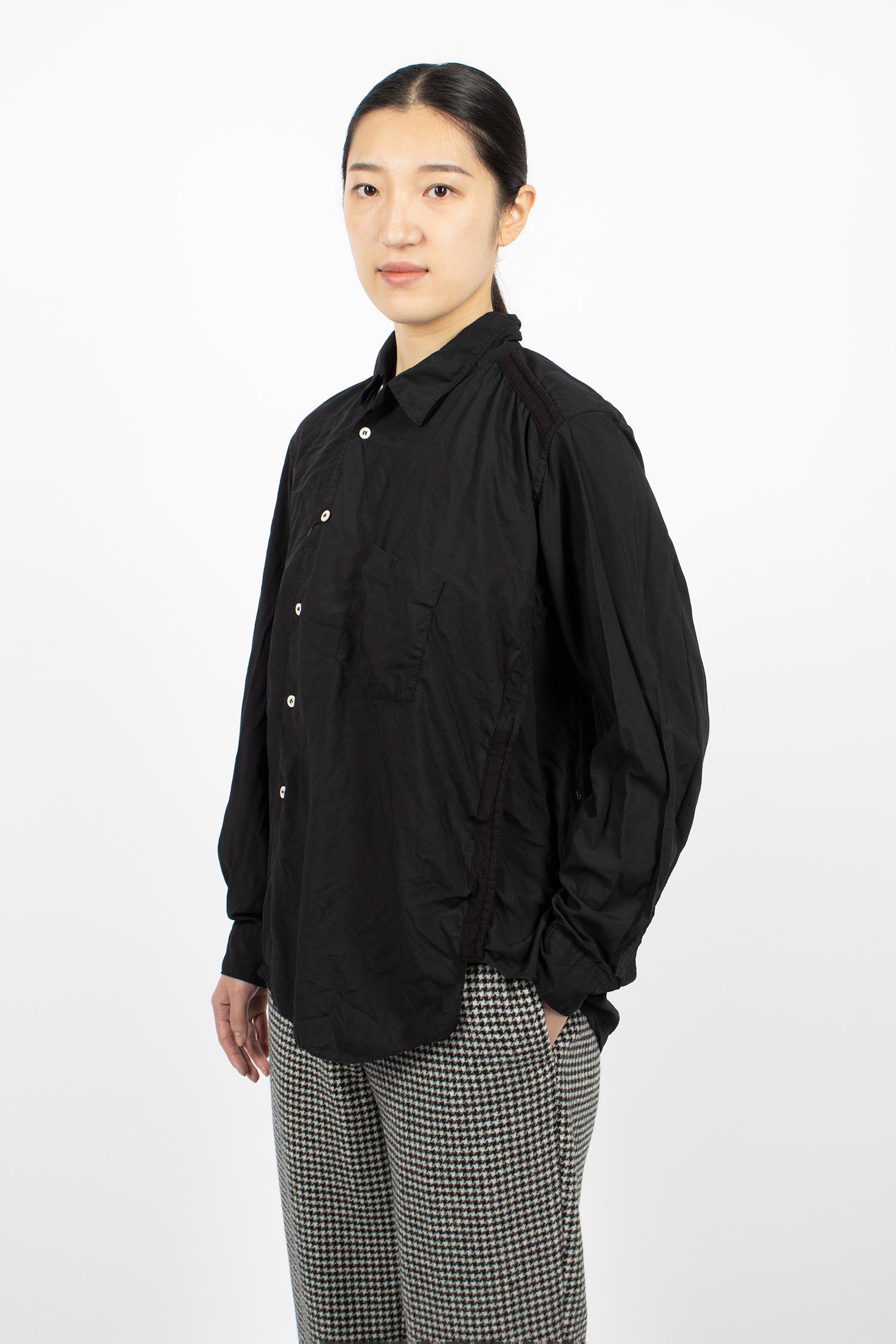 Asymmetrical Pocket Blouse Black