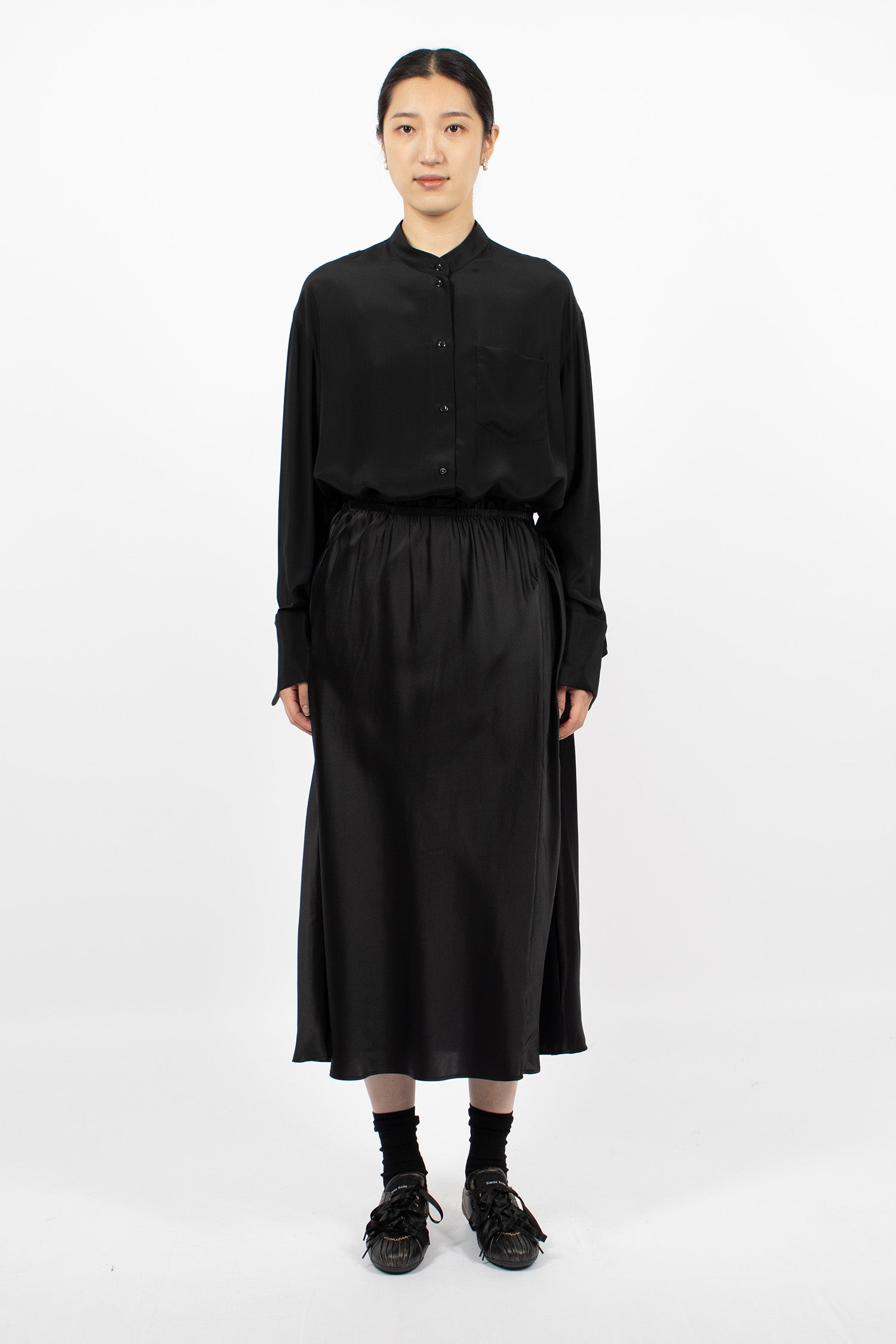 Single Hip Detail Easy Skirt Black