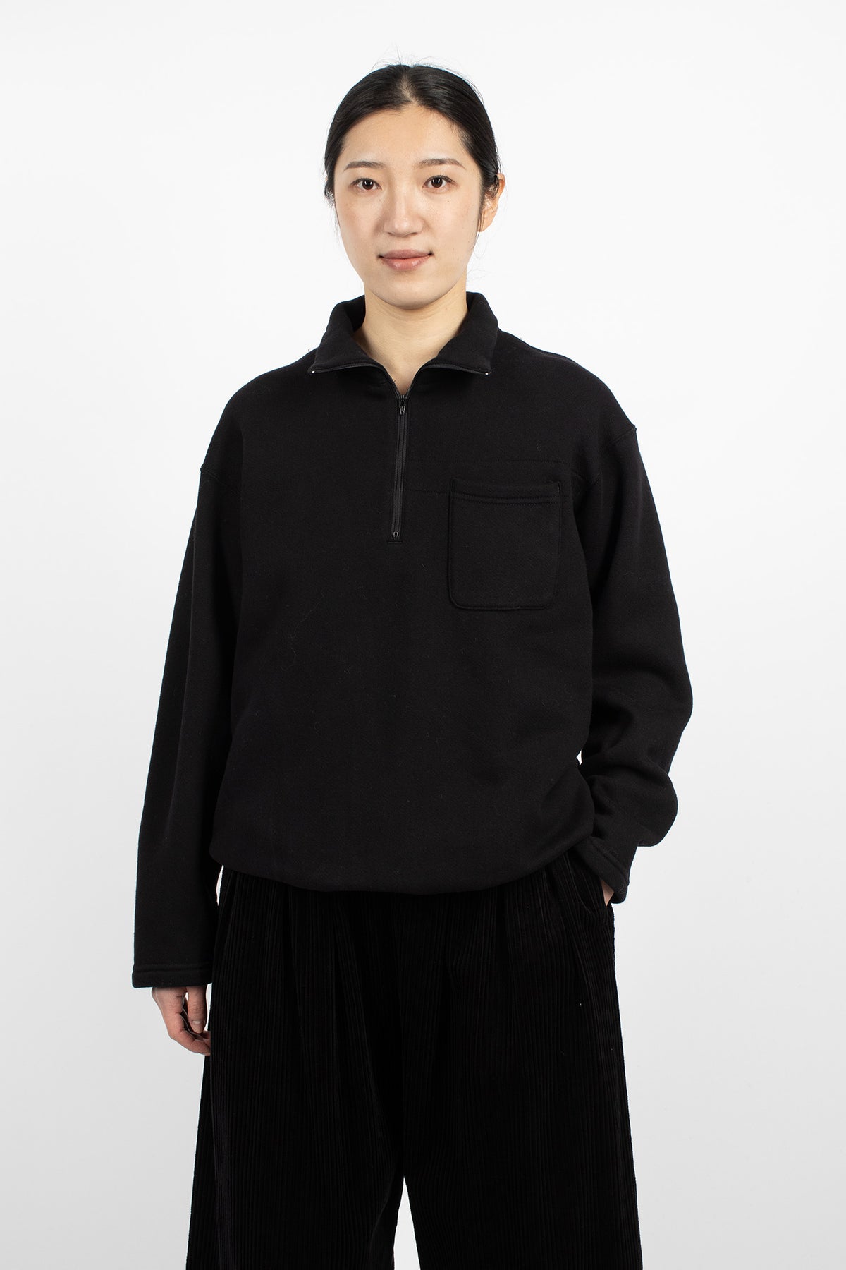 Zip Mock Neck Black