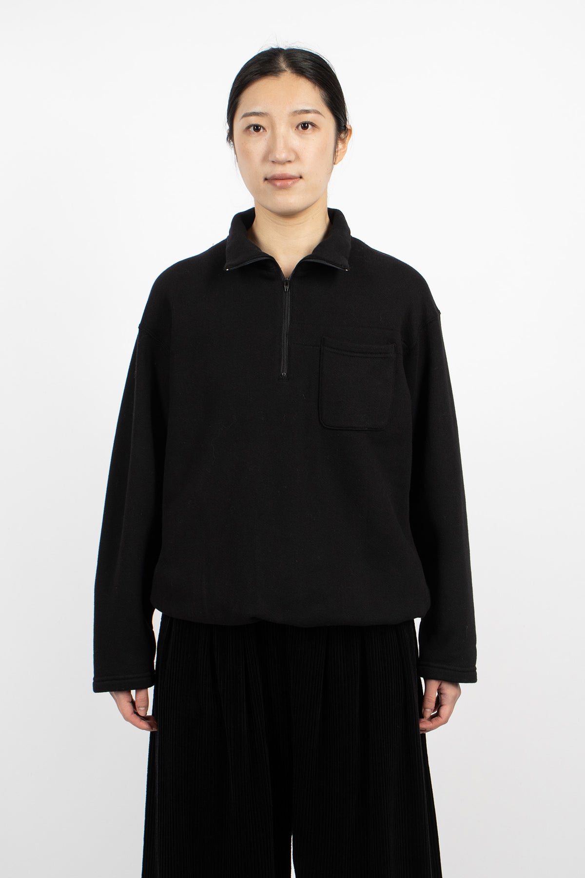 Zip Mock Neck Black