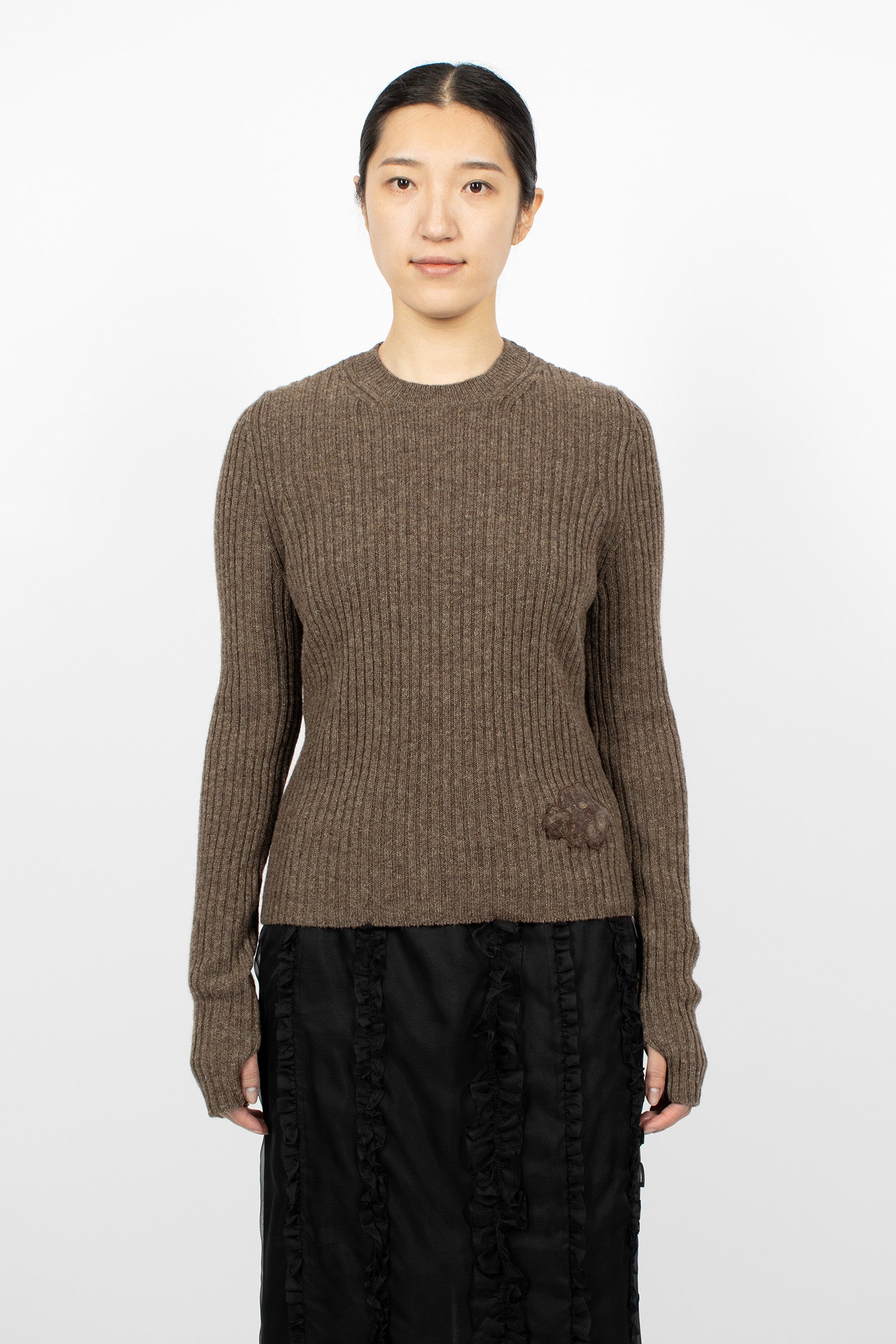 Blas Nordic Rib Knit Pullover Brown