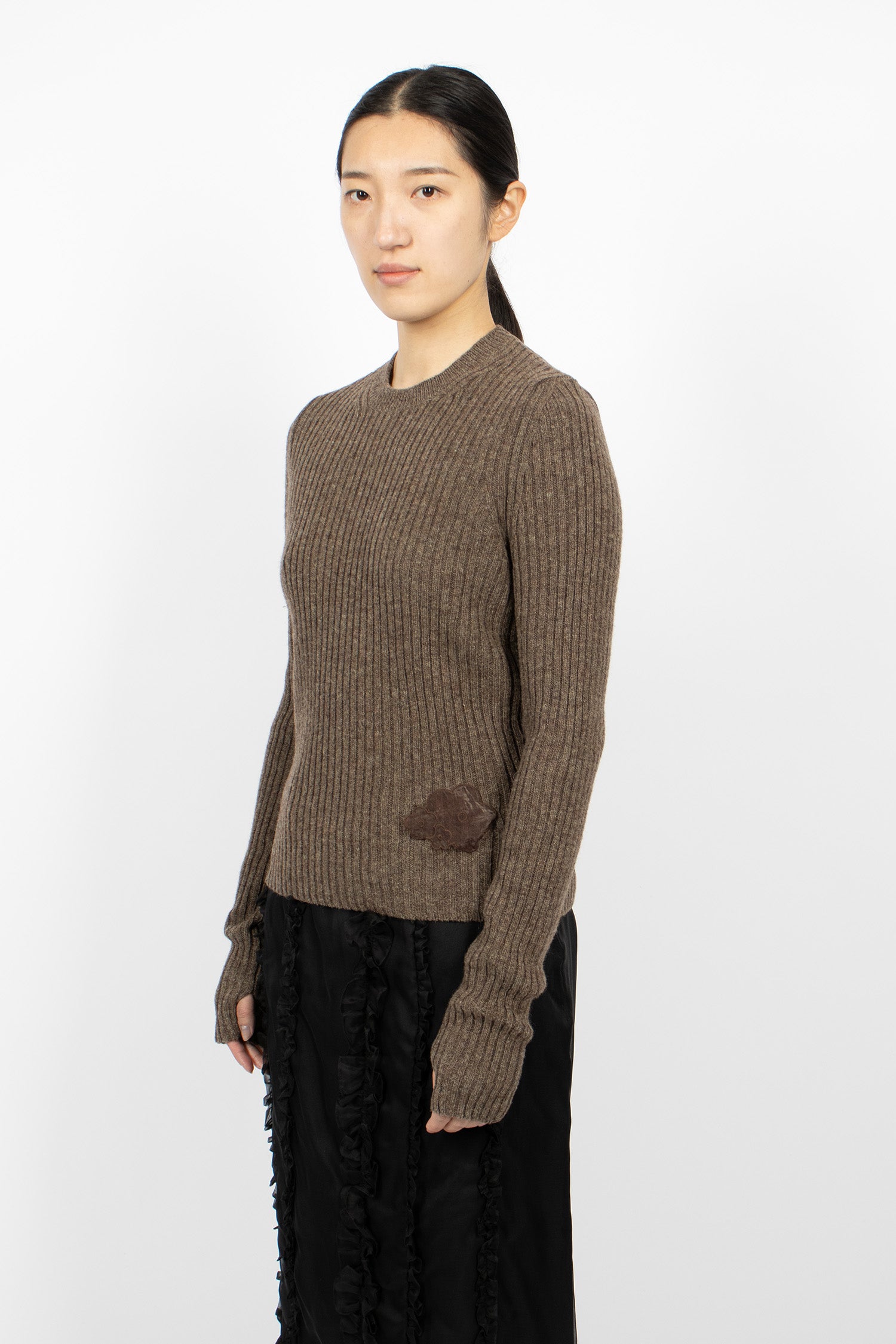 Blas Nordic Rib Knit Pullover Brown