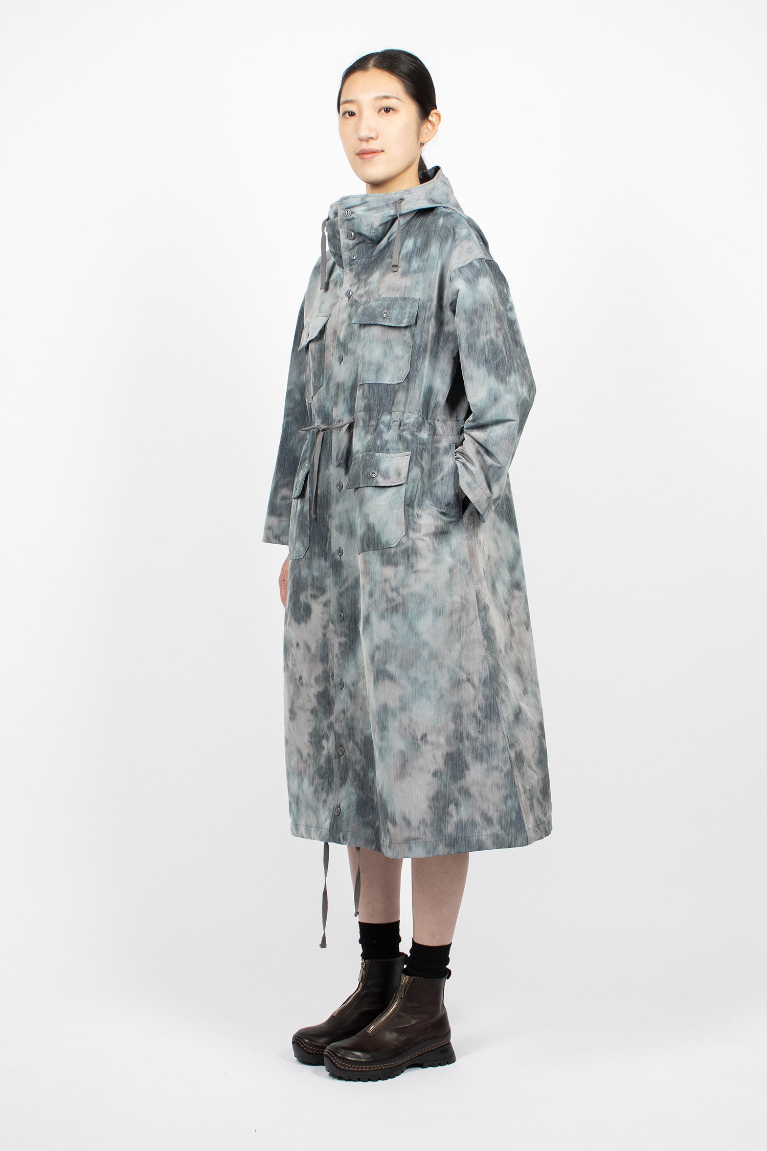 Cagoule Dress Charcoal Smoke Print