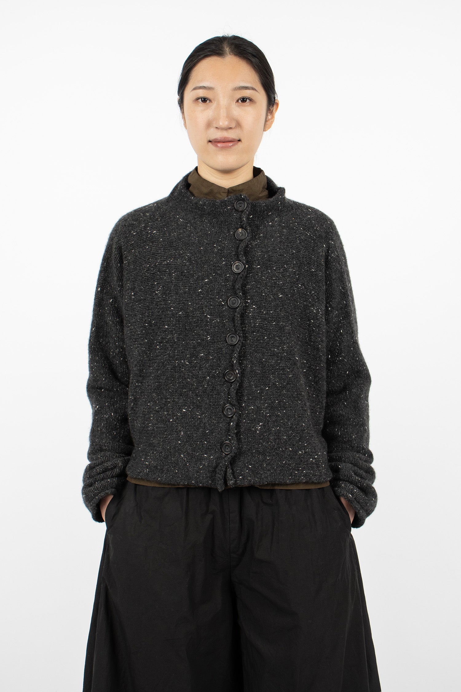 Elder Cashmere Cardigan Black Donegal