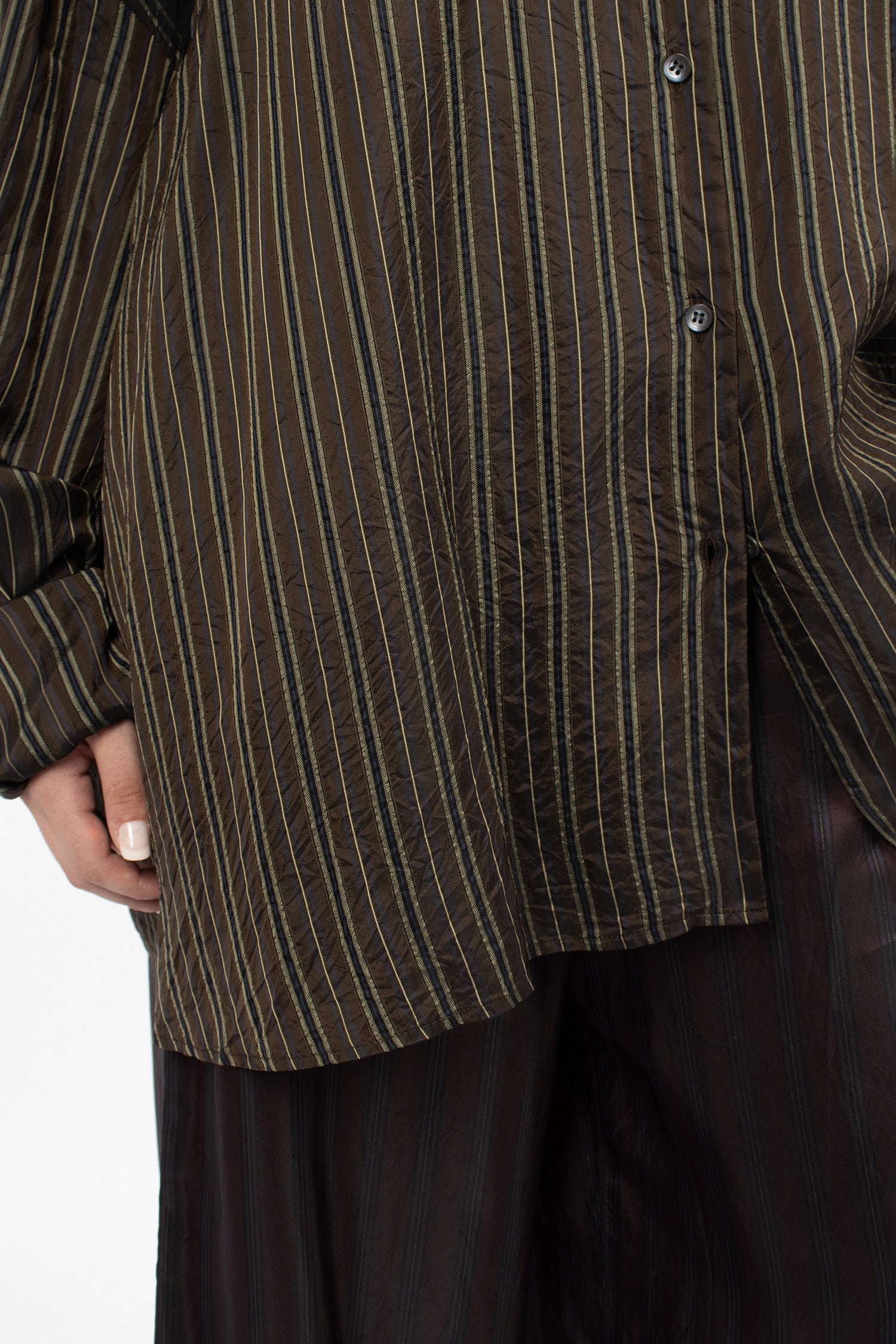 Oversized Cocoon Shirt Brown/Stripe