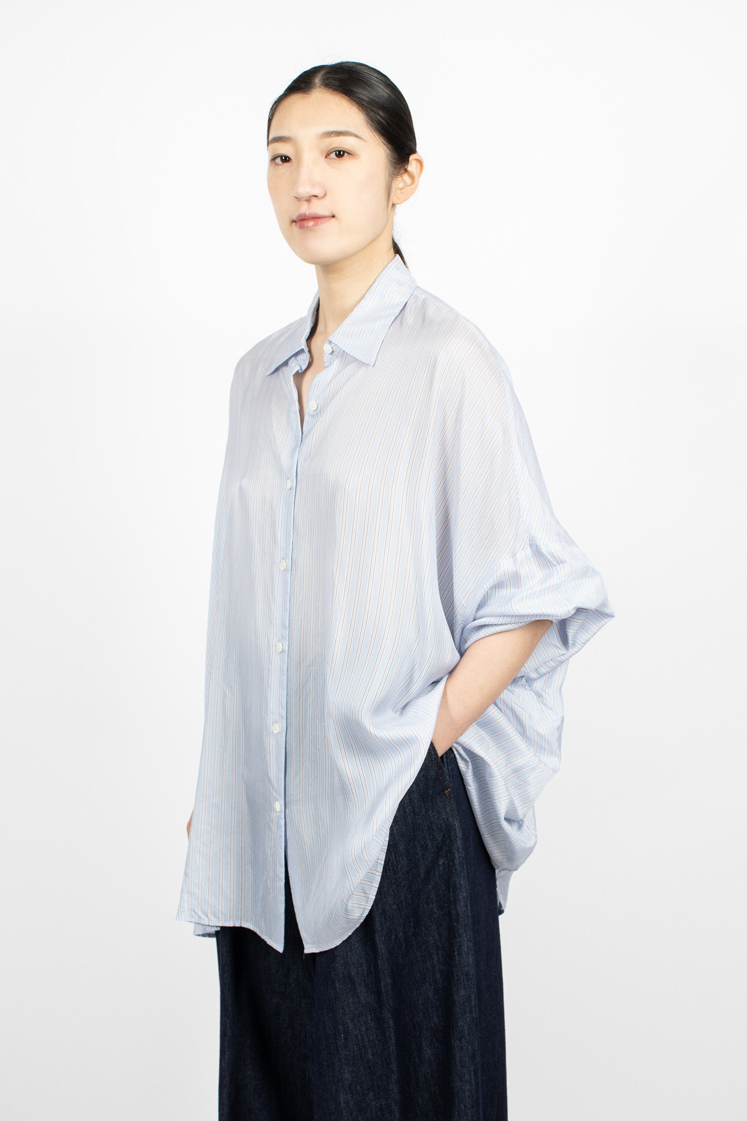 Oversized Cocoon Shirt Light Blue