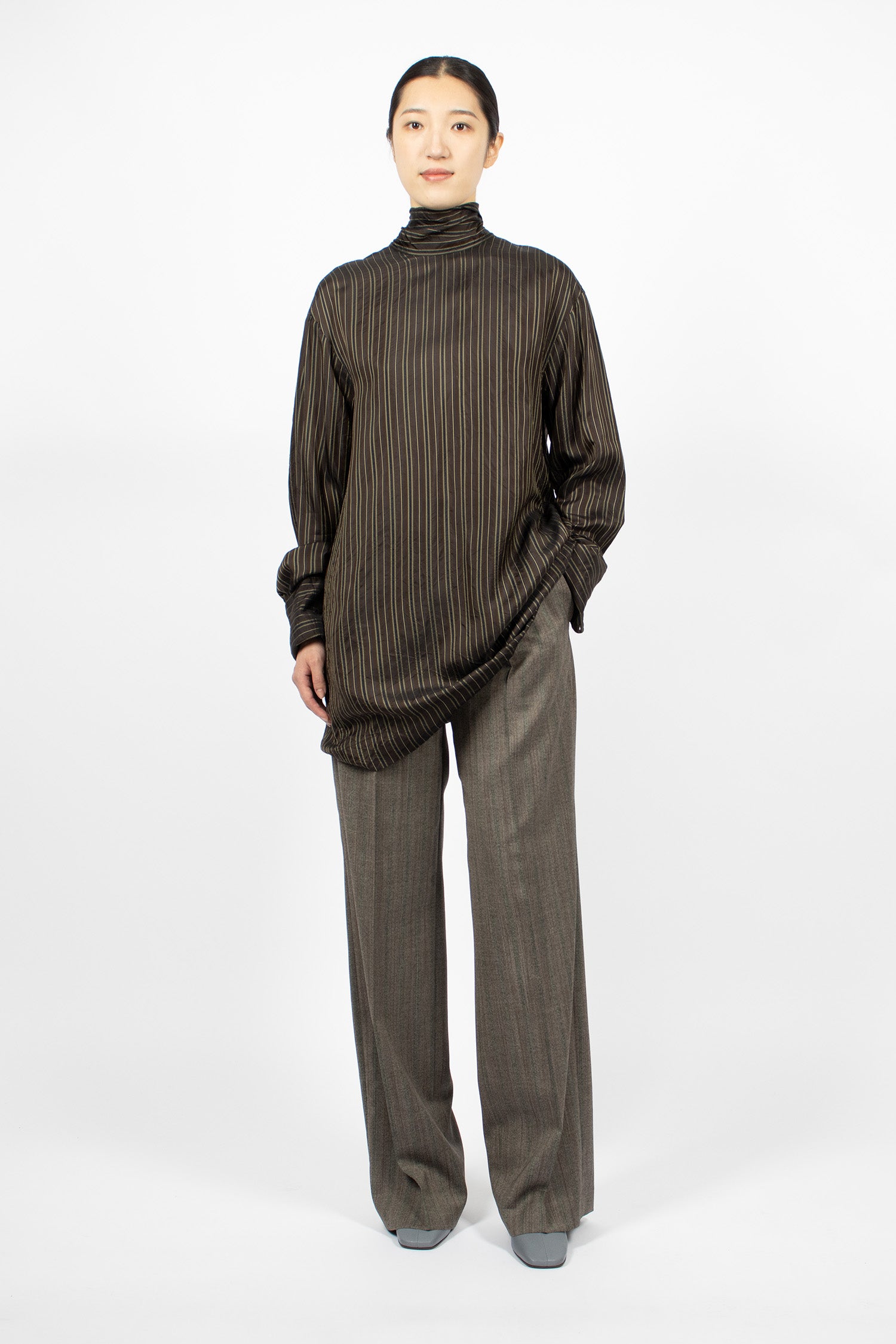 Loose Fit Cupro Blouse Brown