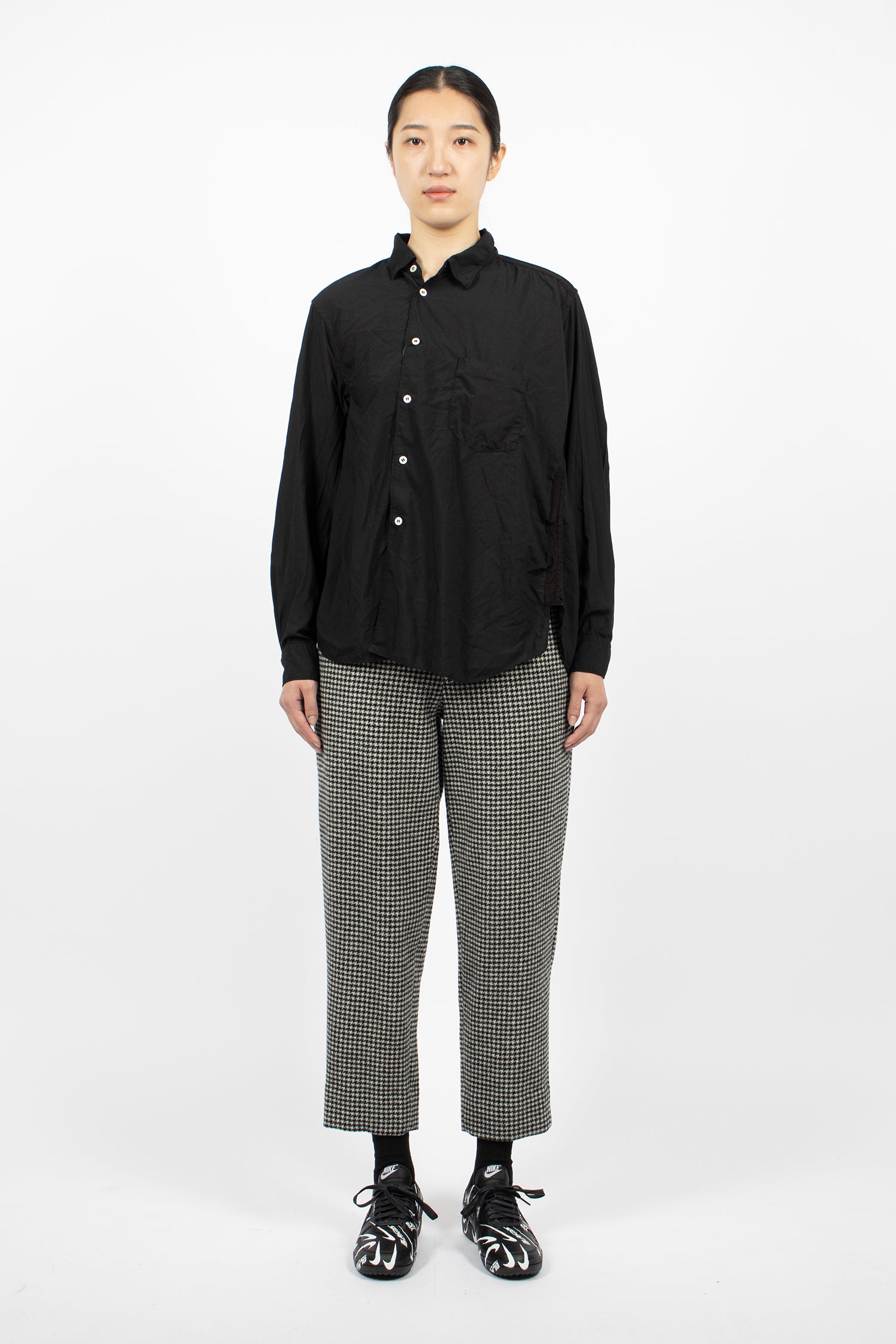 Wool Houndstooth Tapered Pants Black/White