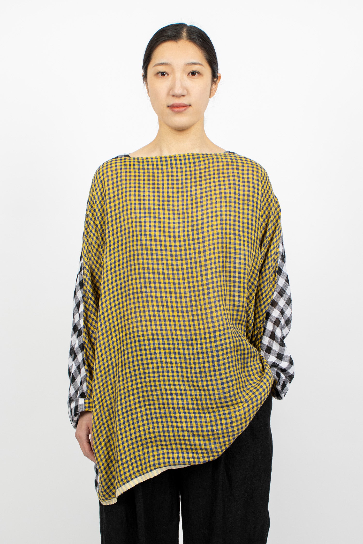 Two Tone Boatneck Tunic Check