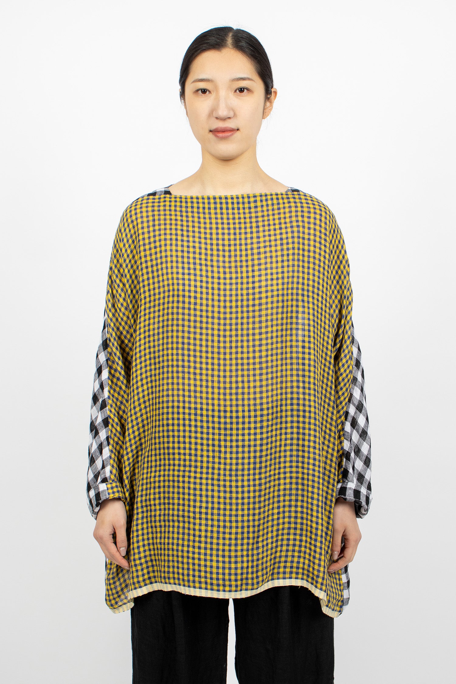 Two Tone Boatneck Tunic Check