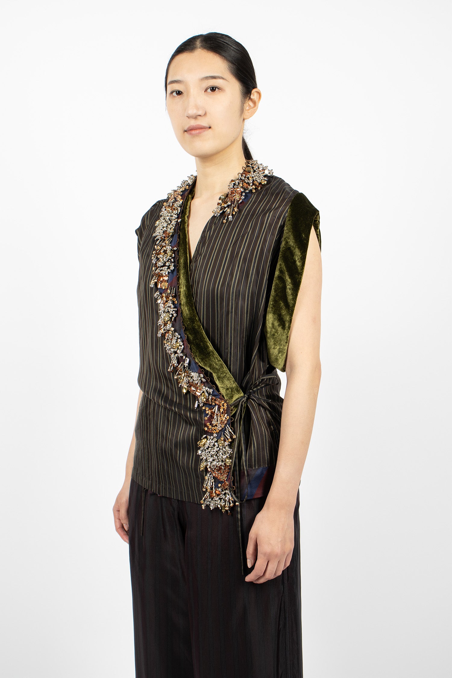 Asymmetrical Wrap Shirt Brown