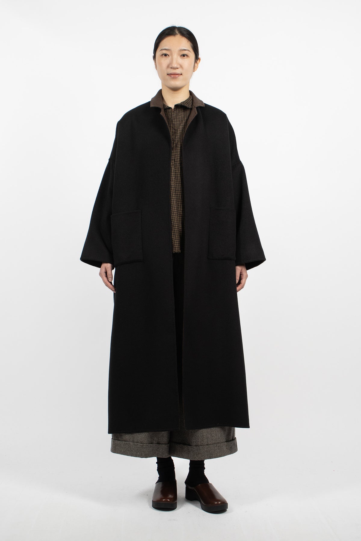 Gladiolus Reversible Long Coat Black/Brown