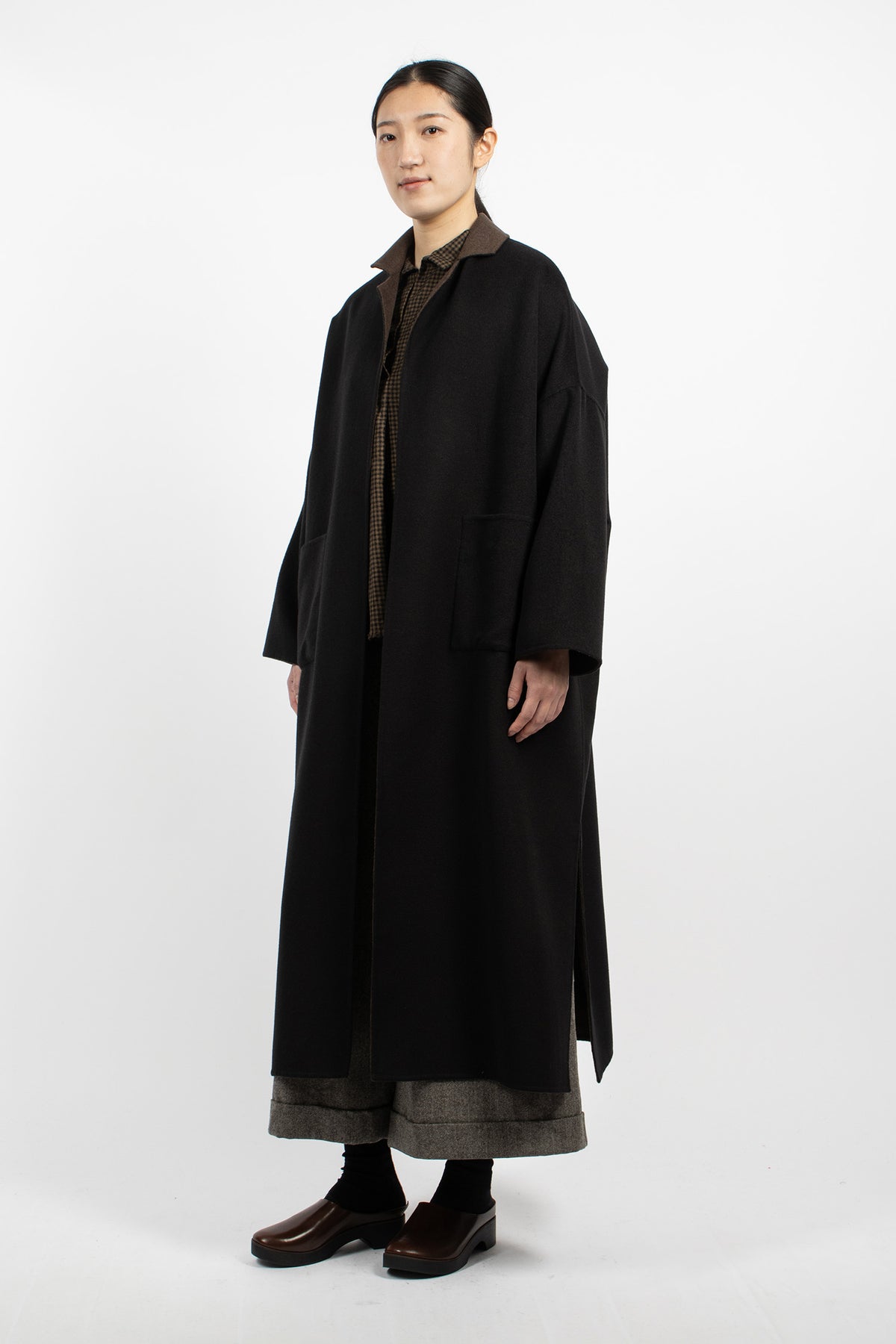 Gladiolus Reversible Long Coat Black/Brown