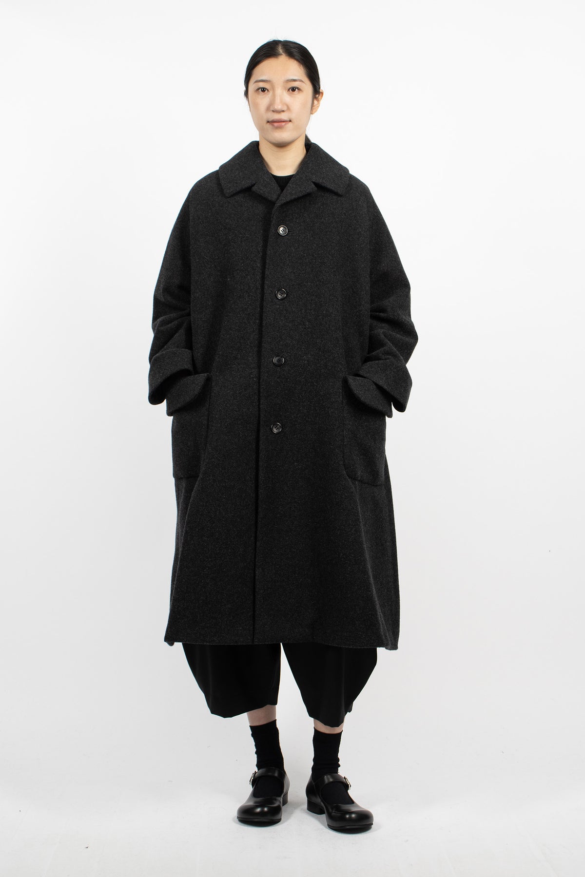 A-Line Wool Coat Charcoal Grey