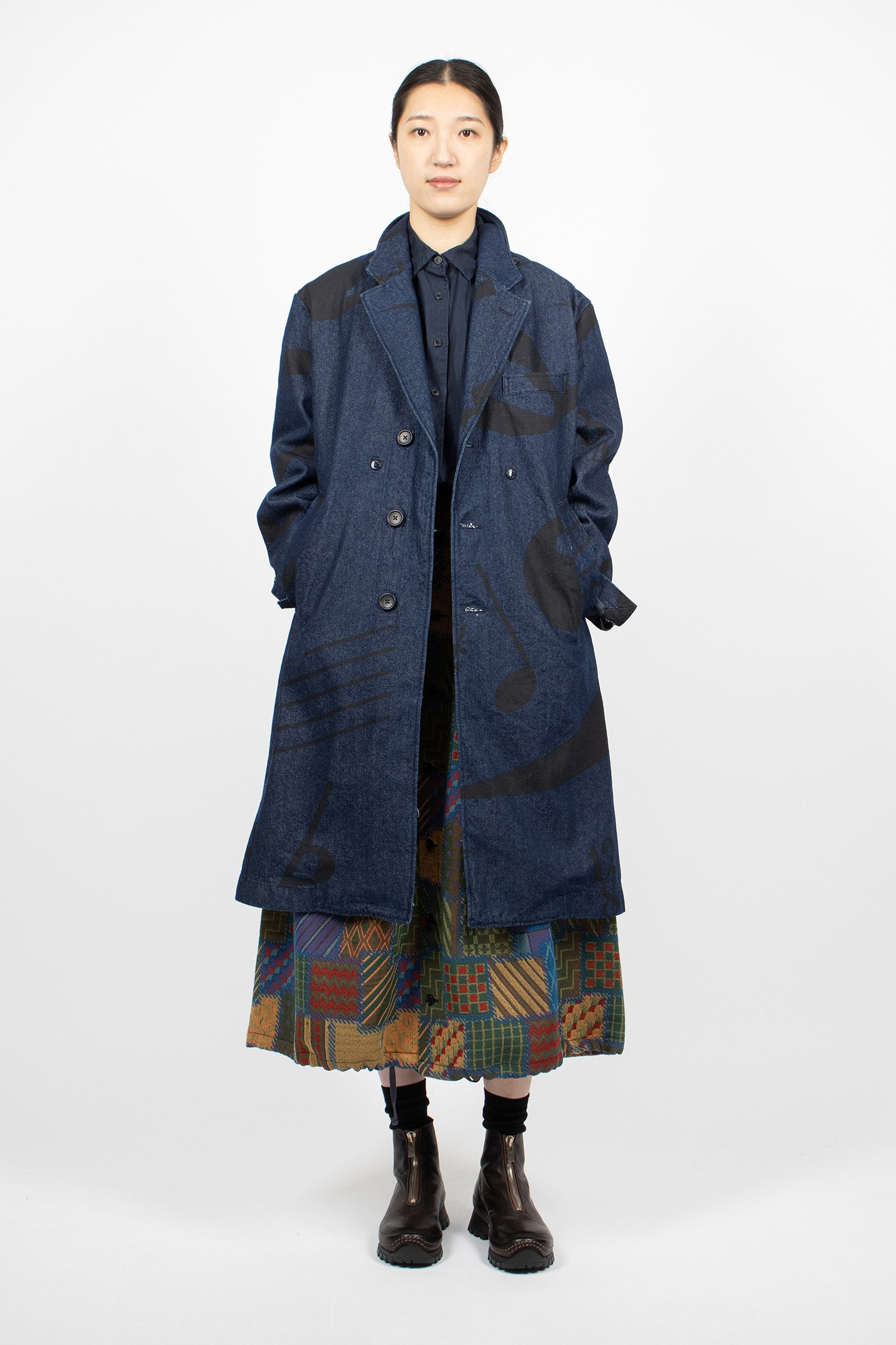 Chester Coat Indigo/Music Note Print