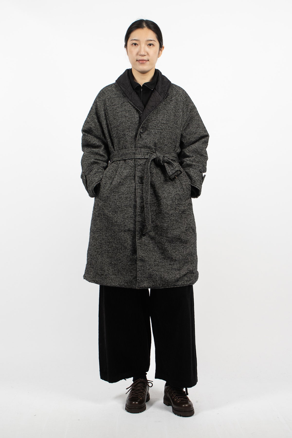 Shawl Collar Reversible Coat Charcoal/Black