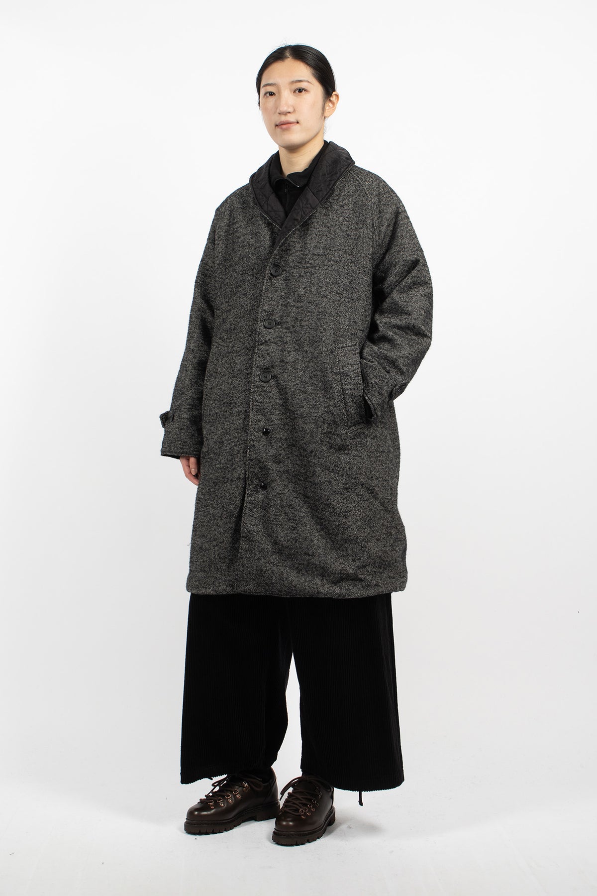 Shawl Collar Reversible Coat Charcoal/Black